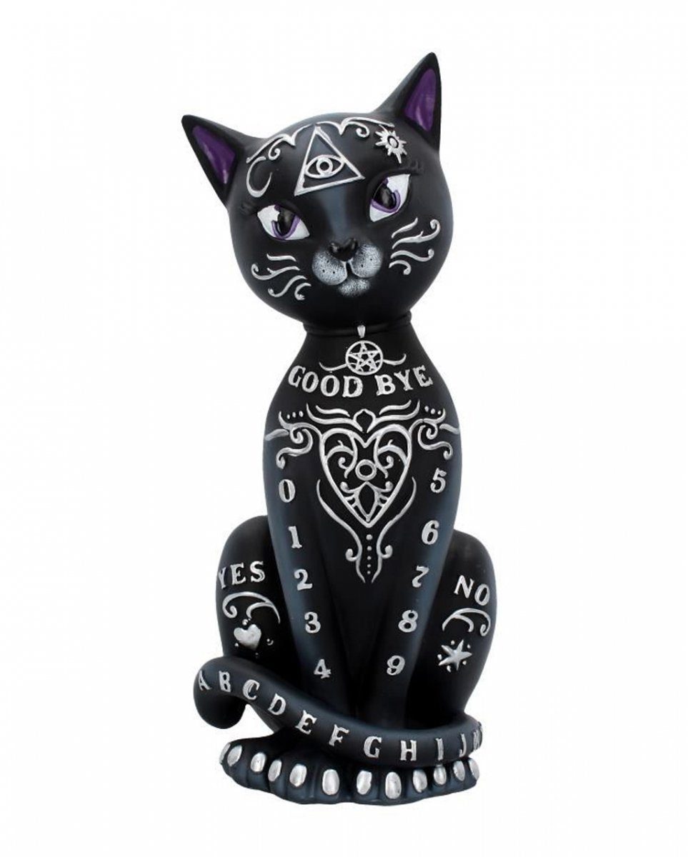 Dekofigur Magische Katzenfigur mit Ouija Zeichen 26cm als Wo
