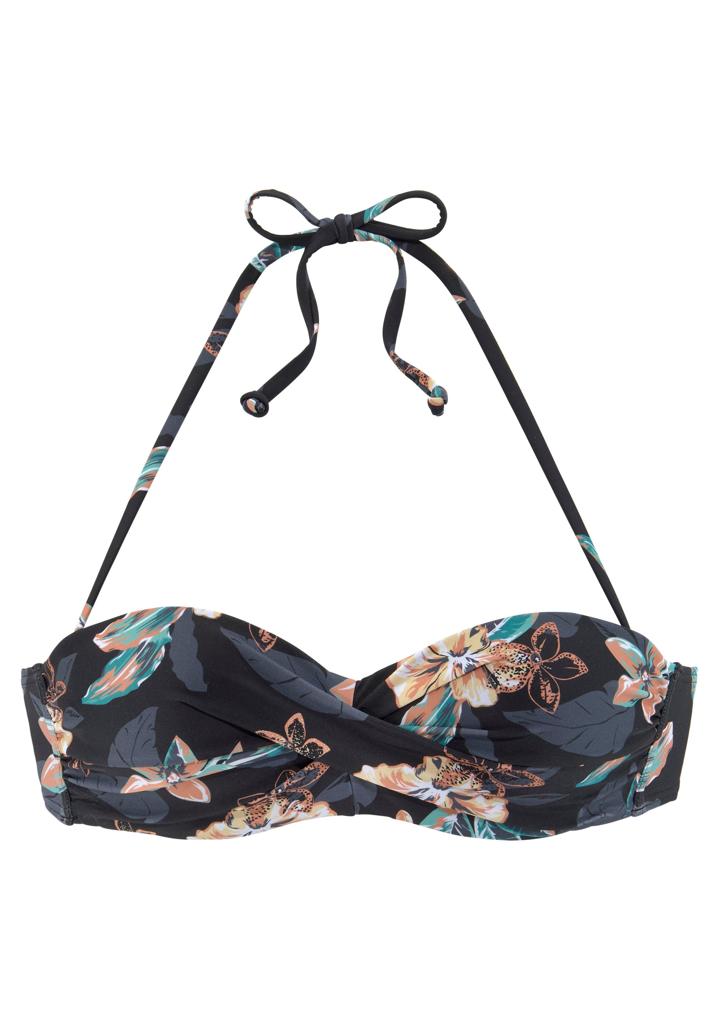 Venice Beach Bügel-Bandeau-Bikini-Top Lori, tropischer Hibiskusblütendruck, günstig online kaufen