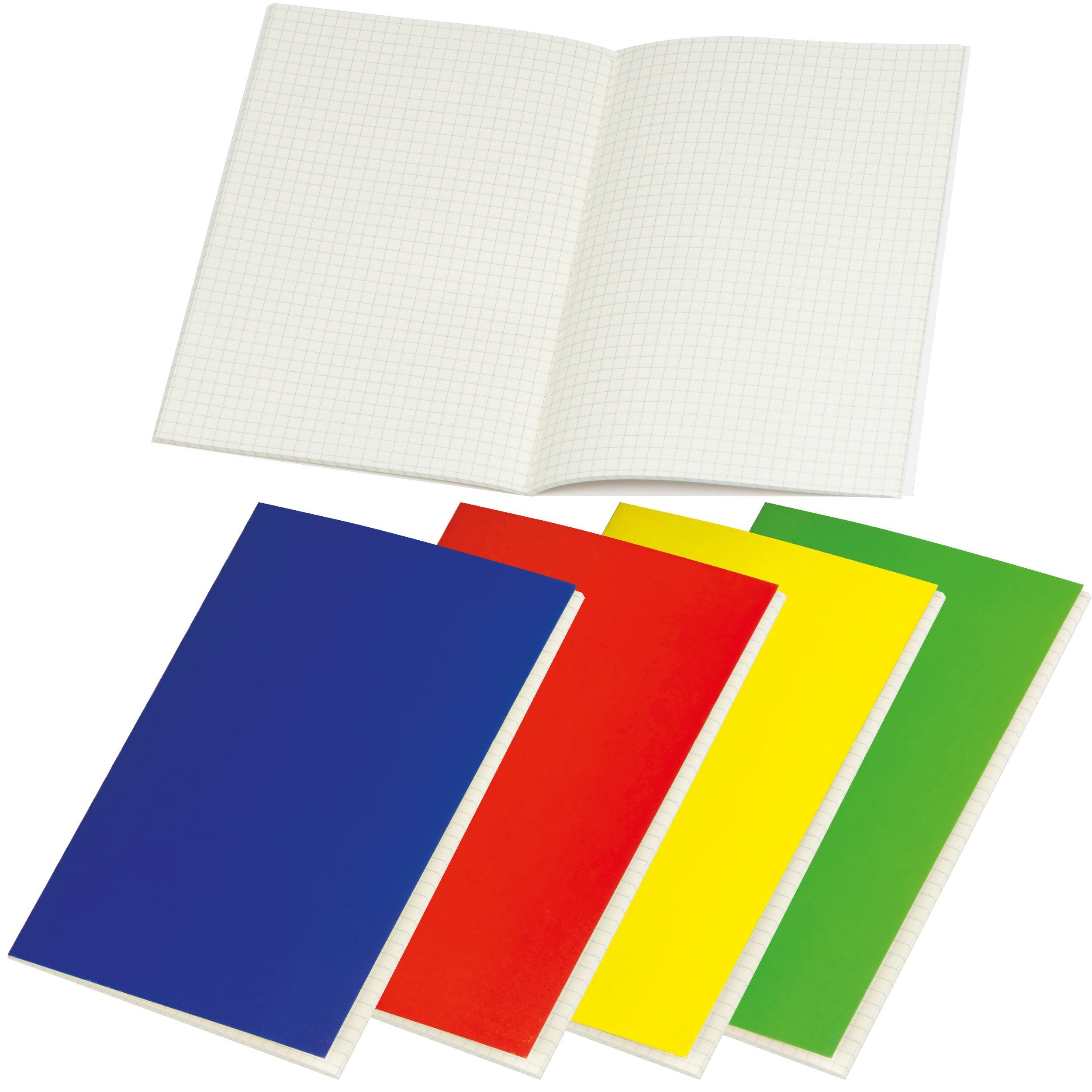 Macma Notizbuch 4x Notizbuch / Notizheft DIN A5 / 100 karierte Seiten / je1x blau,rot