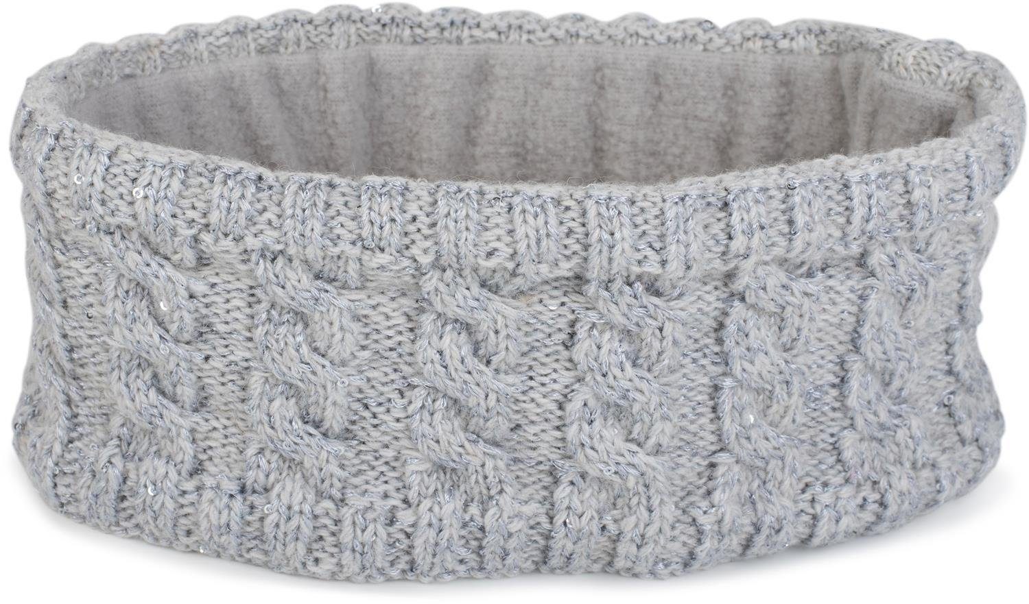 styleBREAKER Stirnband Strick Stirnband Zopfmuster Pailletten günstig online kaufen