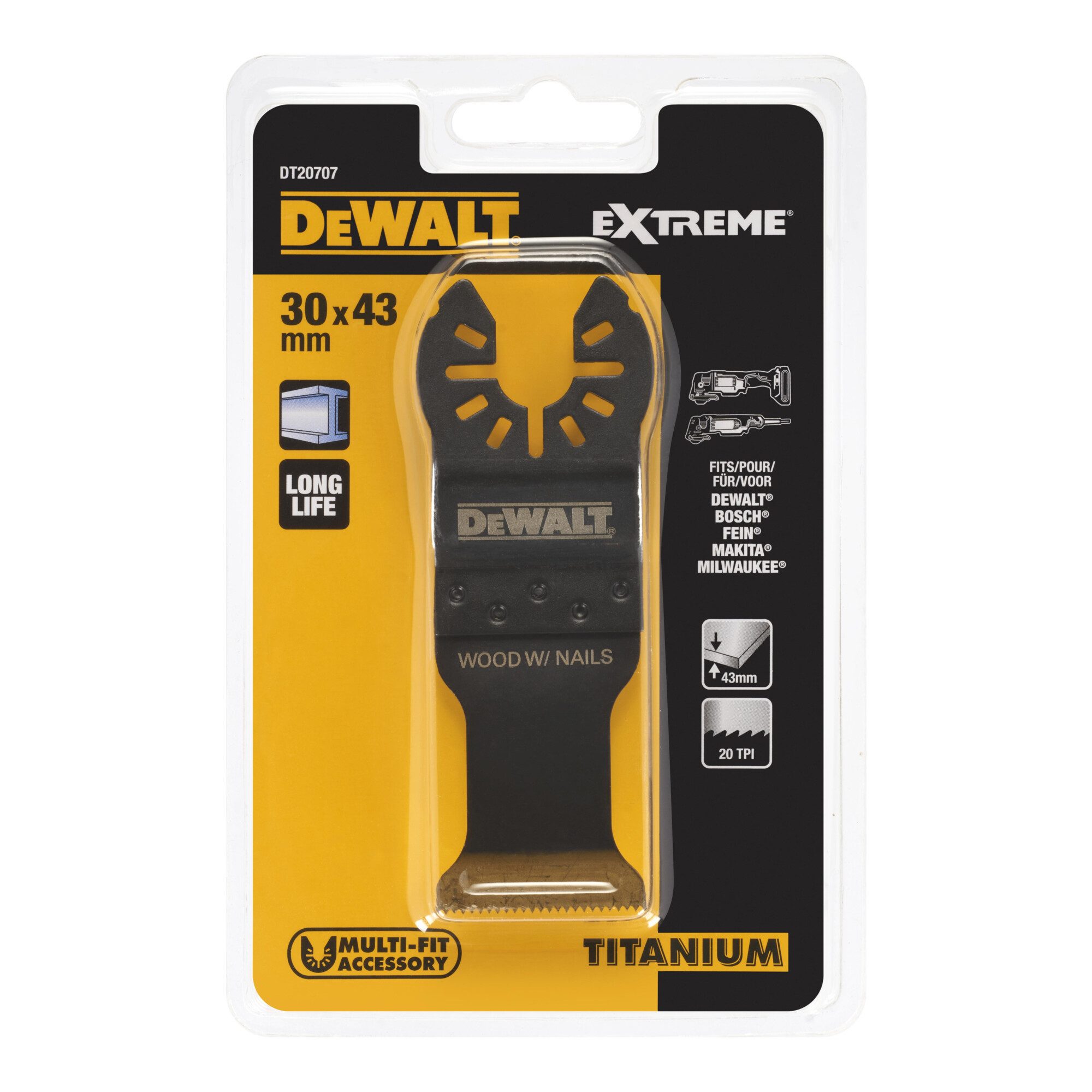 DeWalt Multitool DEWALT Multi-Tool Sägeblatt Met 43x30 mm DT20707-QZ
