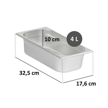 Mahlzeit Thermobehälter GN Behälter 1/3, Höhe 100 mm, Edelstahl Gastronomiebehälter, Edelstahl, für Chafing Dish