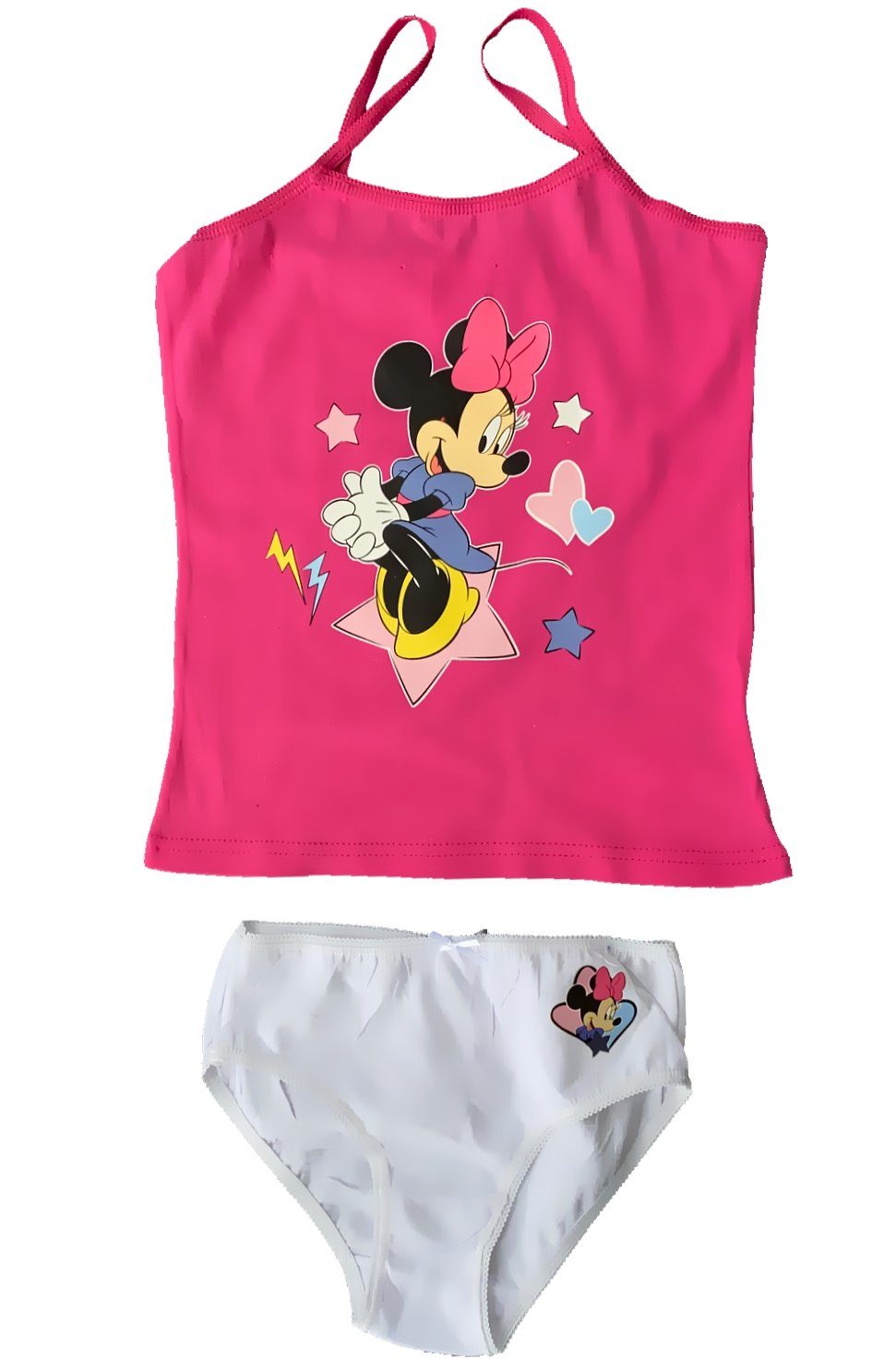 Kinder Mädchen Unterwäsche Set 2 Teilig Baumwolle Minnie Unterhemd mit Slip Gr98 
