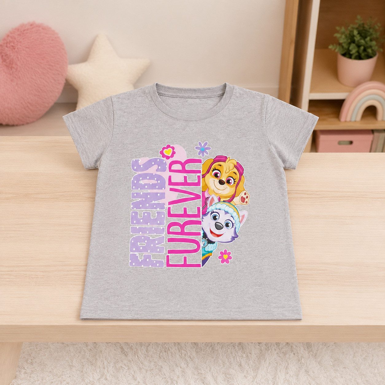 PAW PATROL Print-Shirt Paw Patrol Skye Everest Mädchen T-Shirt Grau Gr. 98-128 Baumwolle