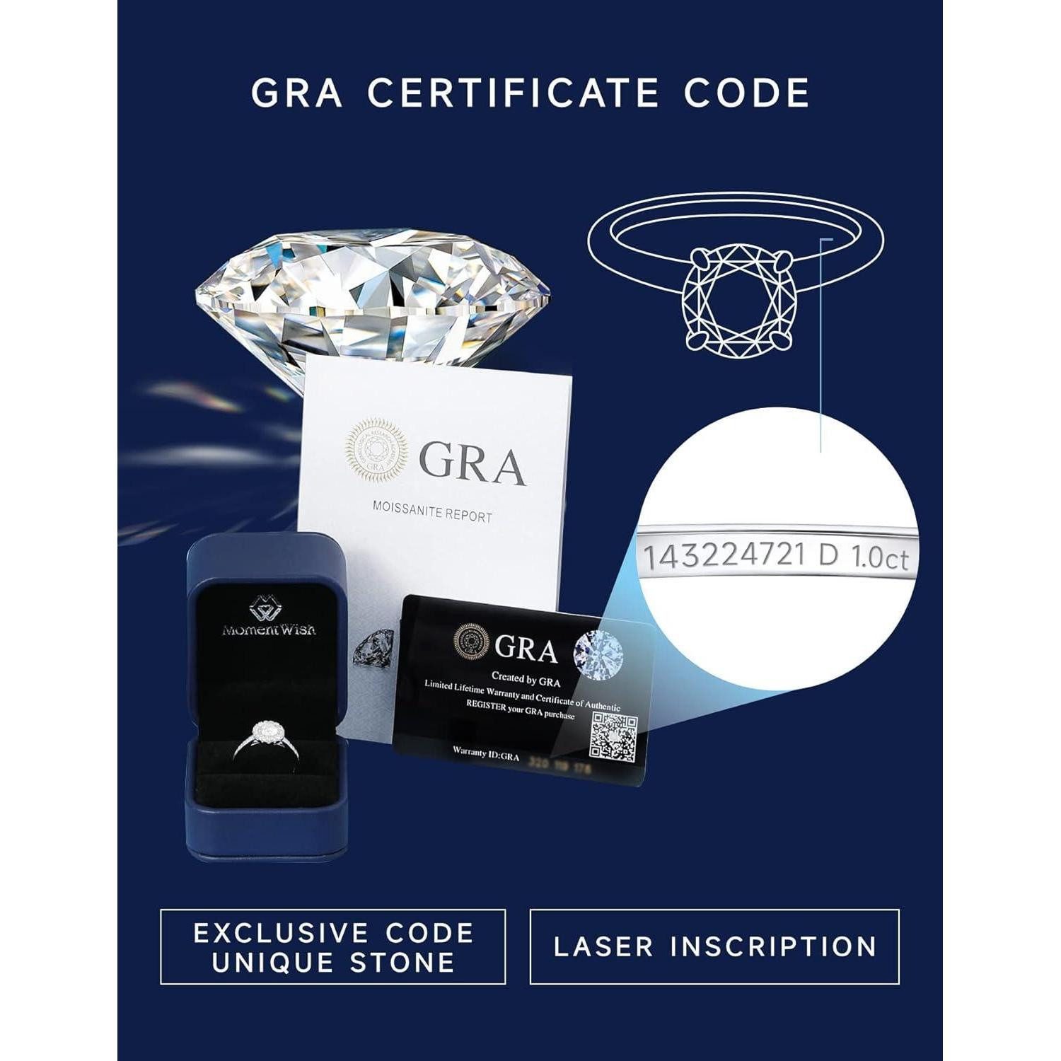 LuxusKollektion Verlobungsring Verlobungsring Herren 925 Silber 0,5 Karat Moissainte Geschenkbox