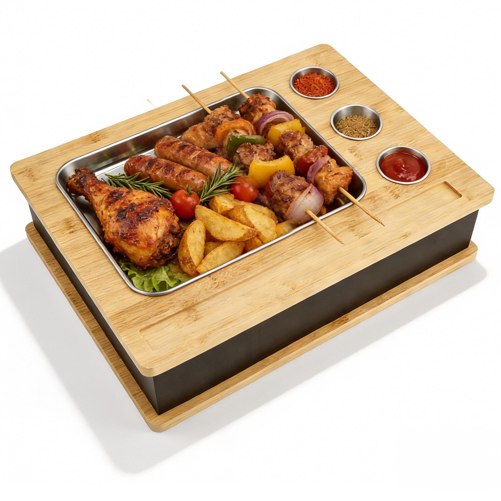 i@home Warmhalteplatte Grill-Warmhalteplatte, Speisenwärmer aus Edelstahl für Grillpartys, 30*40*9.5cm
