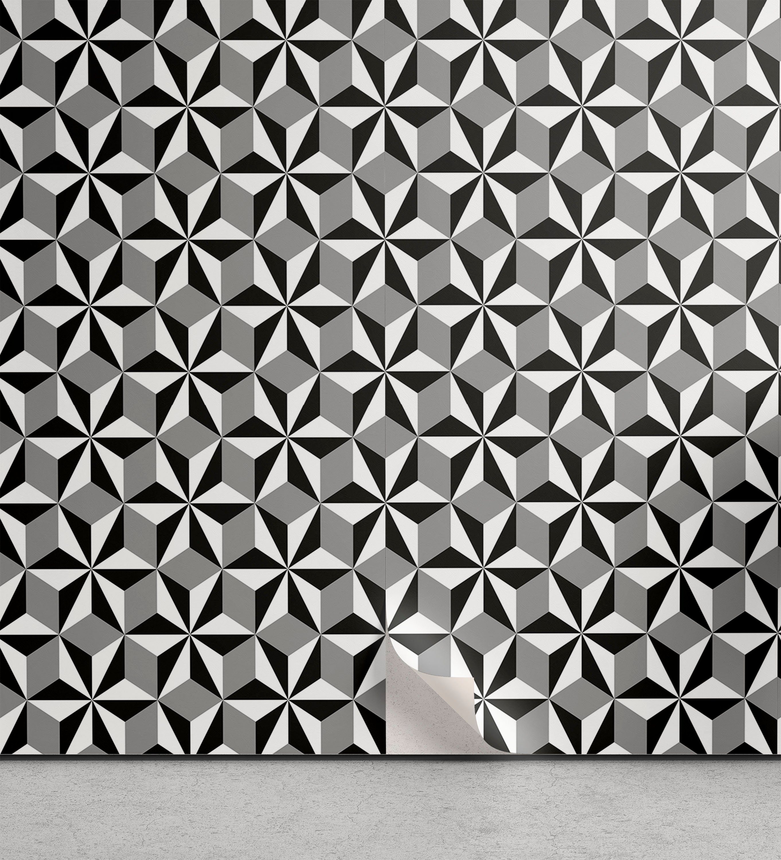 Abakuhaus Vinyltapete selbstklebendes Wohnzimmer Küchenakzent, Geometrisch Optische Hexagon Sterne