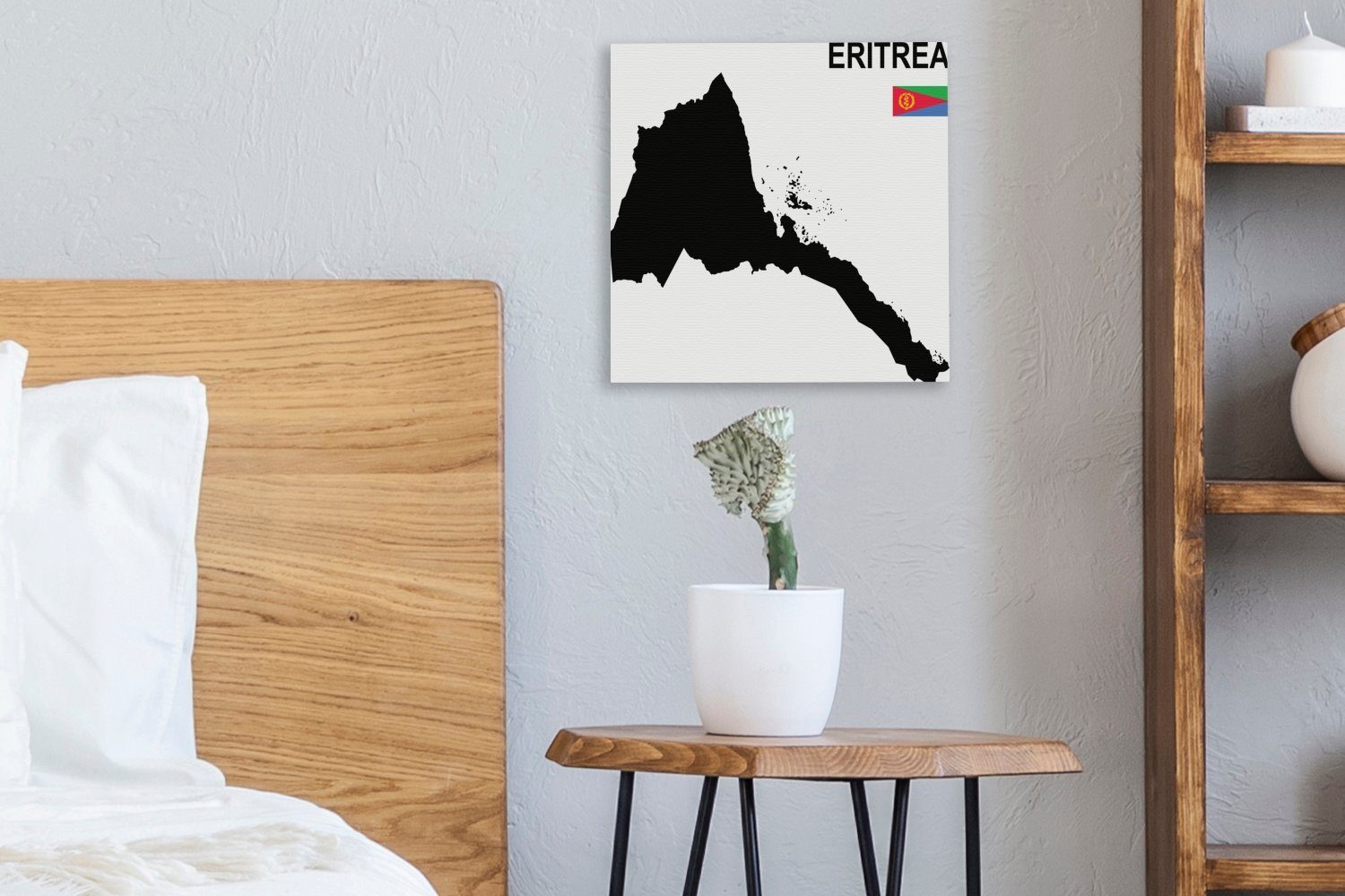 Leinwandbild Wohnzimmer St), (1 für Bilder Schwarze Illustration Eritrea, von Leinwand OneMillionCanvasses® Schlafzimmer