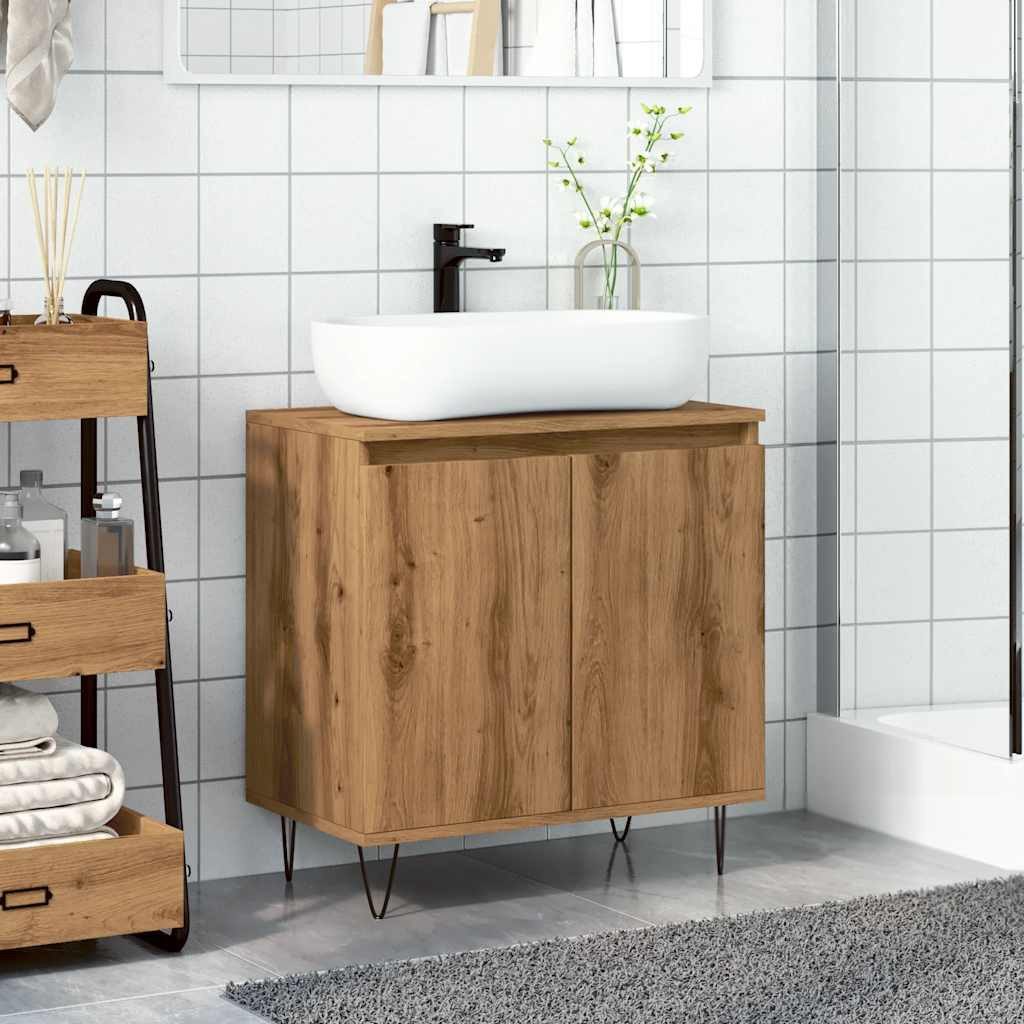 vidaXL Badezimmer-Set Badschrank Artisan-Eiche 58x33x60 cm günstig online kaufen