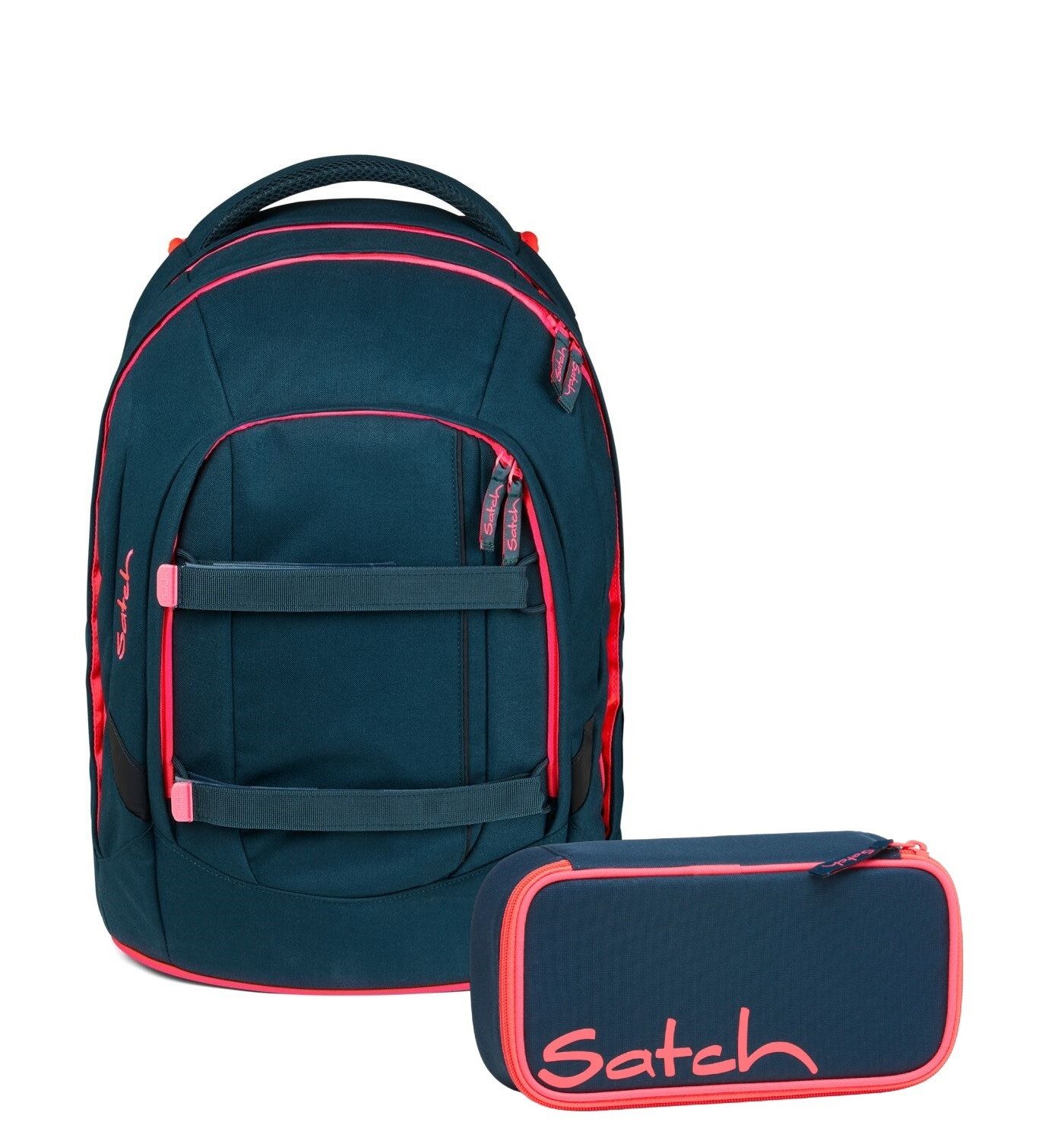 Satch Schulranzen Schulrucksack-Set PACK Pink Phantom 2-teilig (2-teilig), Laptop-Fach, Your-Size-System, Schulranzen