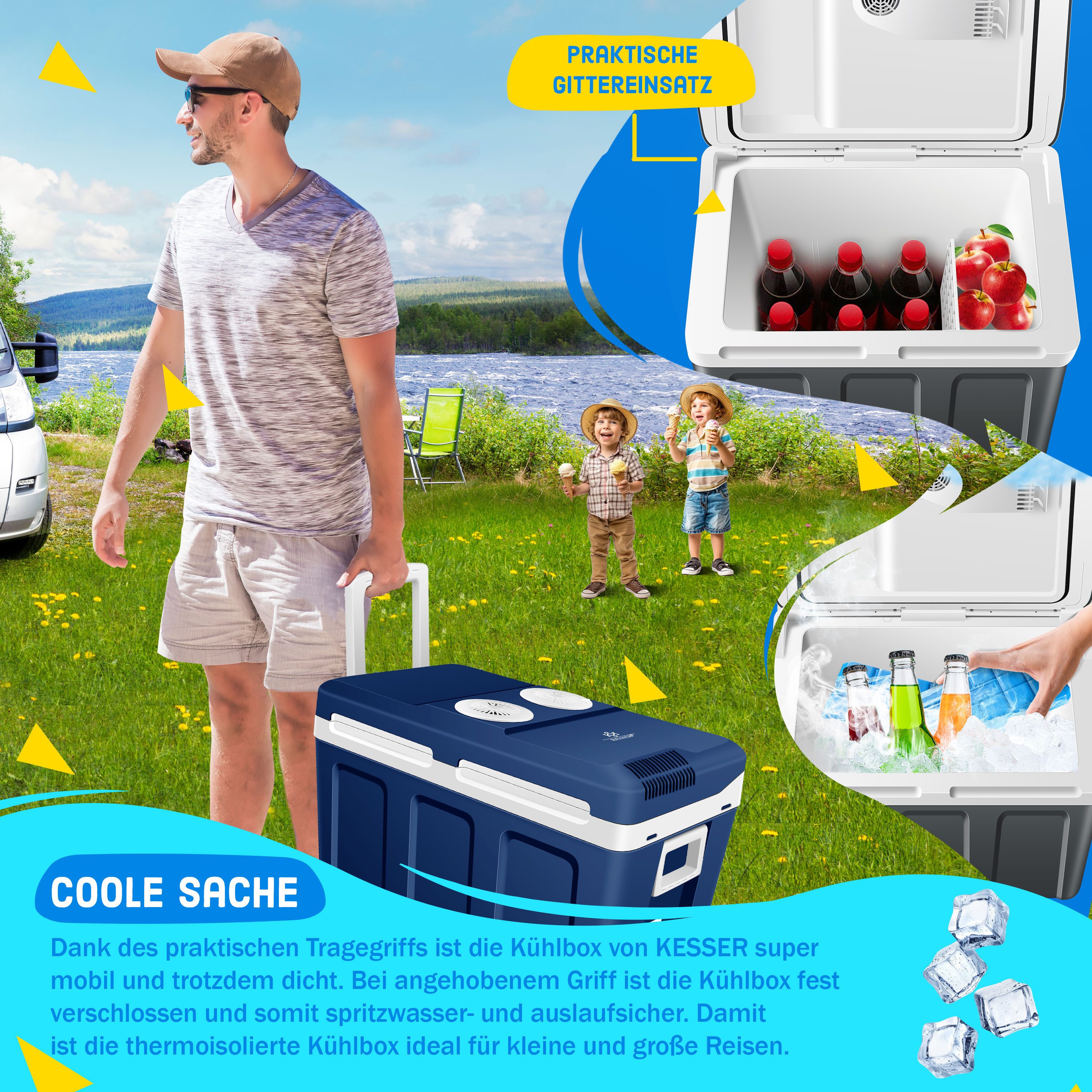 KESSER Kühlbox, 40 l, Thermo-Elektrisch Warmhalten & kühlen -18 bis 65° C für Auto & Camping