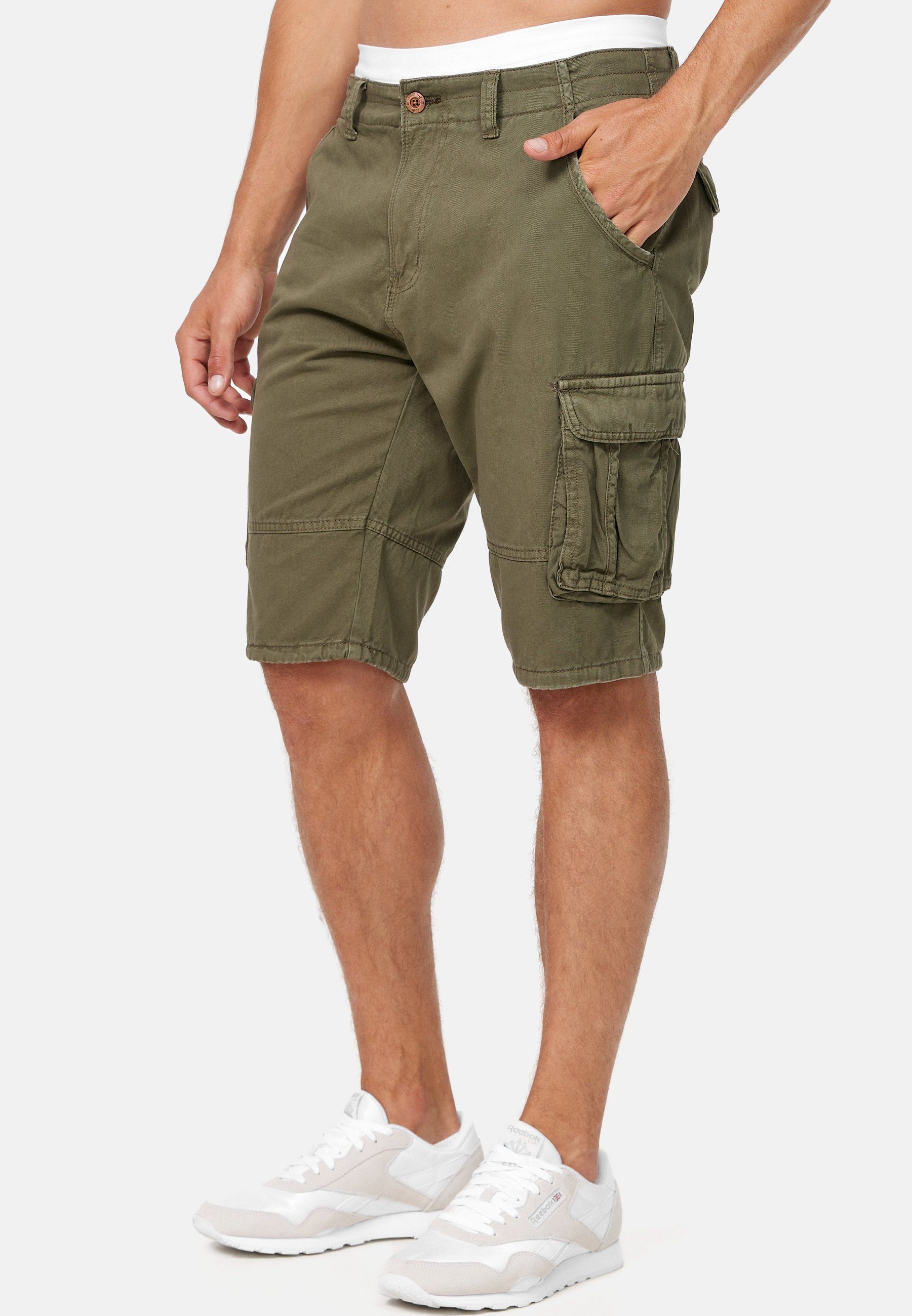 Indicode Cargoshorts Herren Monroe Cargo Cargo Shorts Herrenshorts mit 6 Taschen inkl. Gürtel