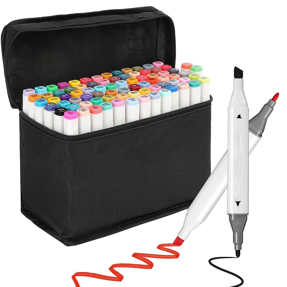 Bedee Marker Marker Stifte Set 80Farbige Twin Marker Graffiti Stifte Graffiti Pen, (80 Farben Marker Set, Alcohol Marker mit Doppelspitze), Schnell Trocknender Marker Perfekt für Anfänger, Erwachsene