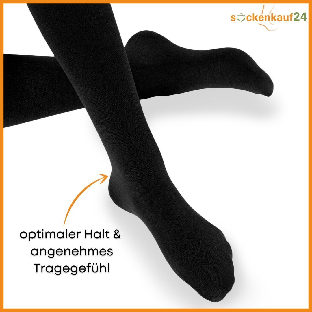 sockenkauf24 Thermostrumpfhose Damen Strumpfhose mit Innenfleece in 10 Farben (Schwarz 52-54) extra warm Winter Strumpfhose WP