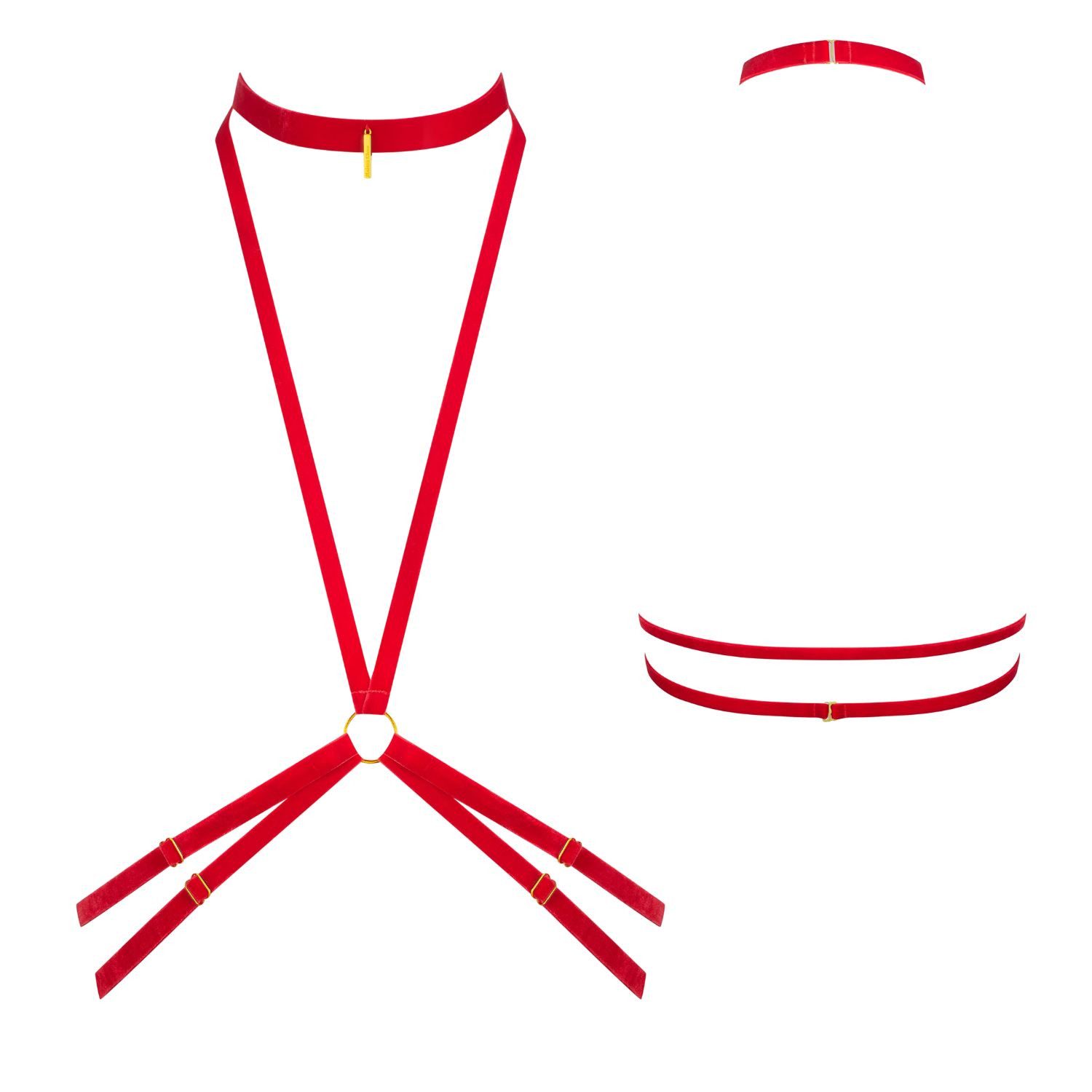 Maison Close Bandeautop Les Fetiches Harnisch Samt Halsband rot