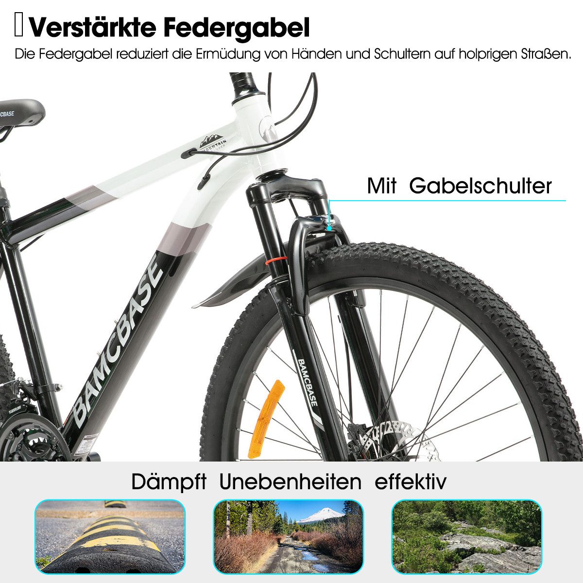 HILAND Mountainbike 26/27,5 Zoll Alu-Mountainbike 21-Gang, Scheibenbremsen & Komfortsattel