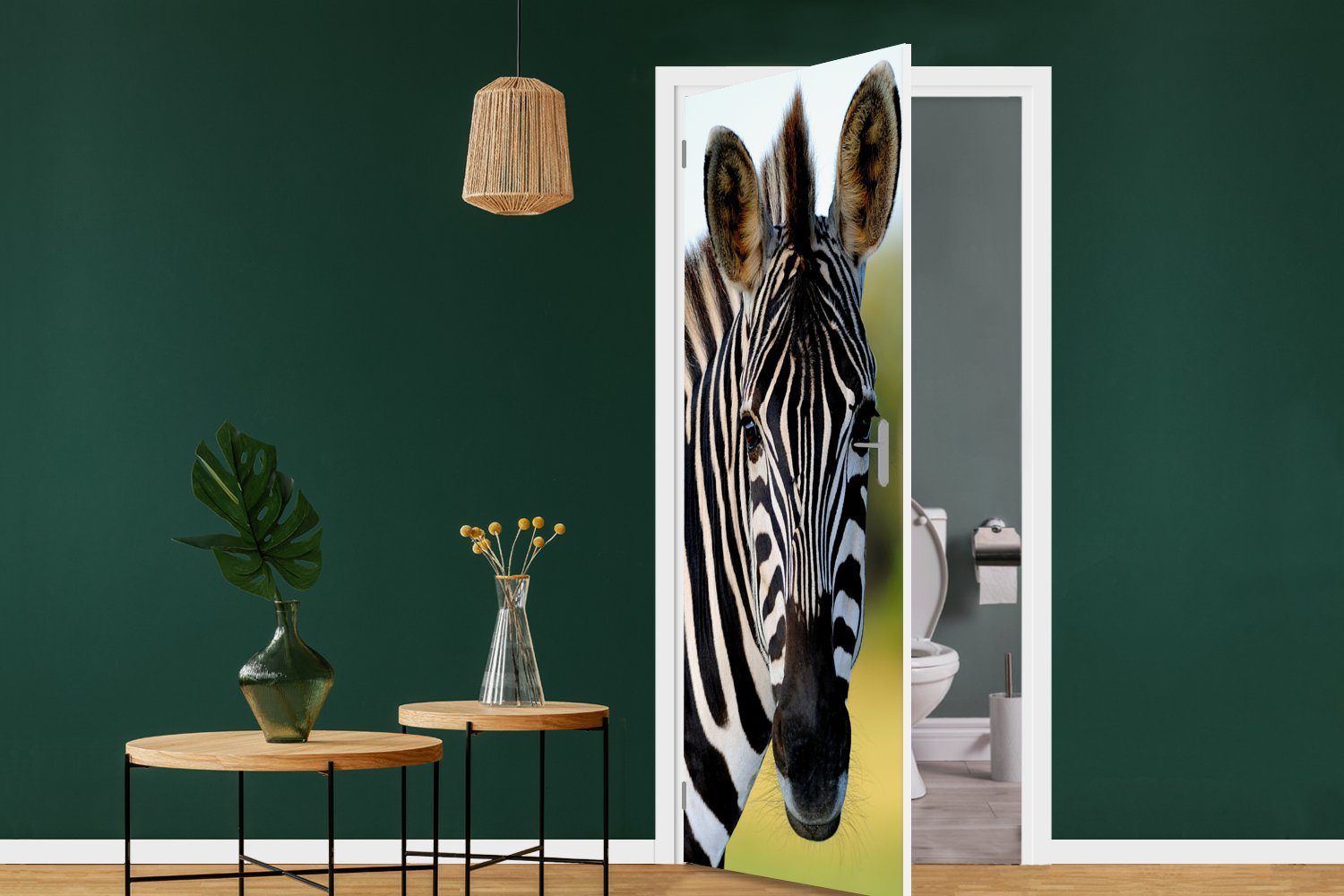 MuchoWow Türtapete Nahaufnahme Tür, Zebra, (1 75x205 Fototapete für bedruckt, Türaufkleber, cm Matt, St)