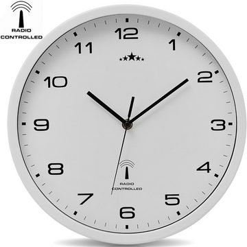 Deuba Wanduhr (Funk Automatische Zeitumstellung Geräuscharm Quarzuhrwerk Analog 31)