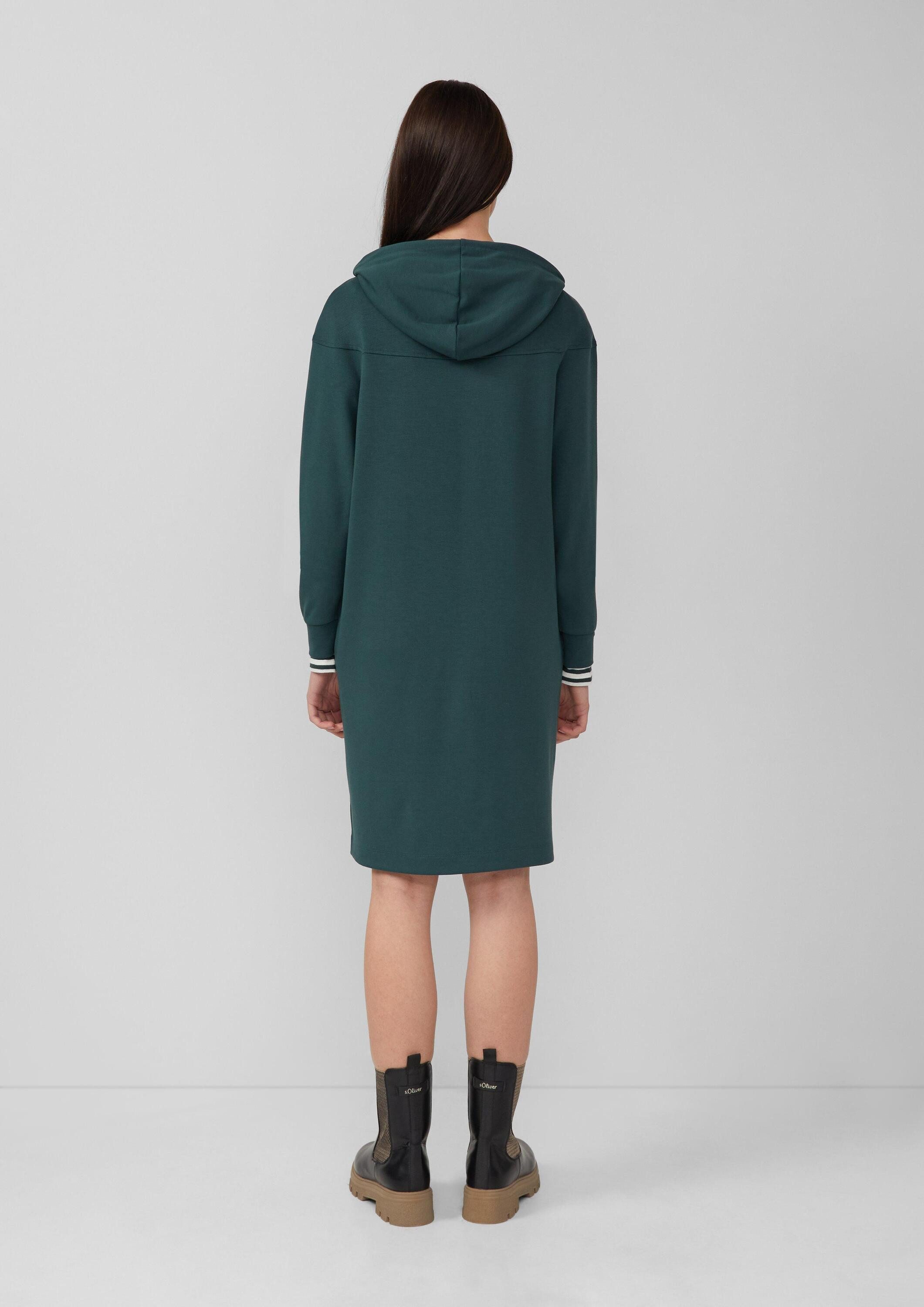 s.Oliver Midikleid Kleid Scuba-Kleid mit Eingrifftaschen und Kapuze