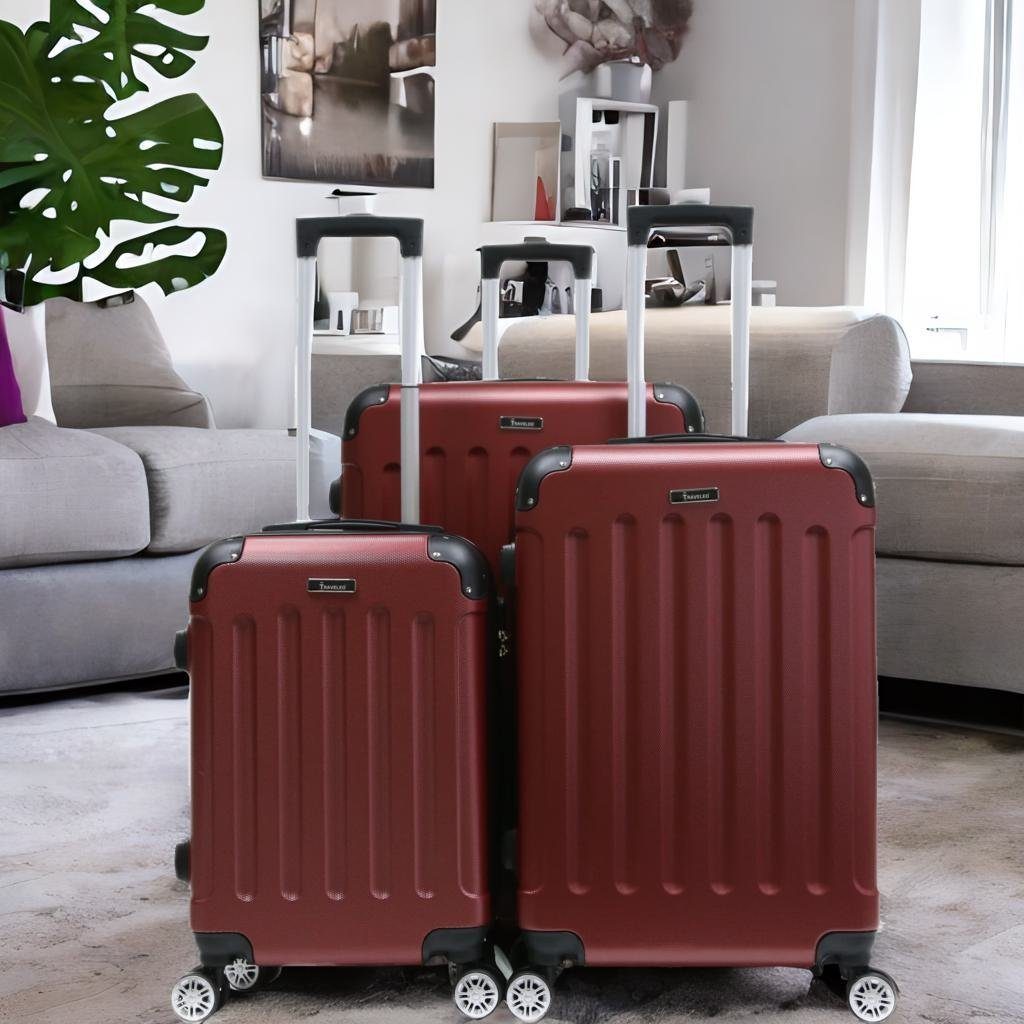 Rot (3 Set tlg 3 tlg) Hartschale Reisekoffer Handgepäck, Koffer Trolley Kofferset Kofferset Cheffinger