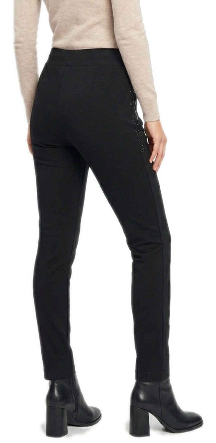 dy_mode Thermohose Damen Thermohose Schwarz gefütterte Winterhose Mid Waist in Unifarbe, Middel Waist, mit Innenfutter, mit elastischem Bund