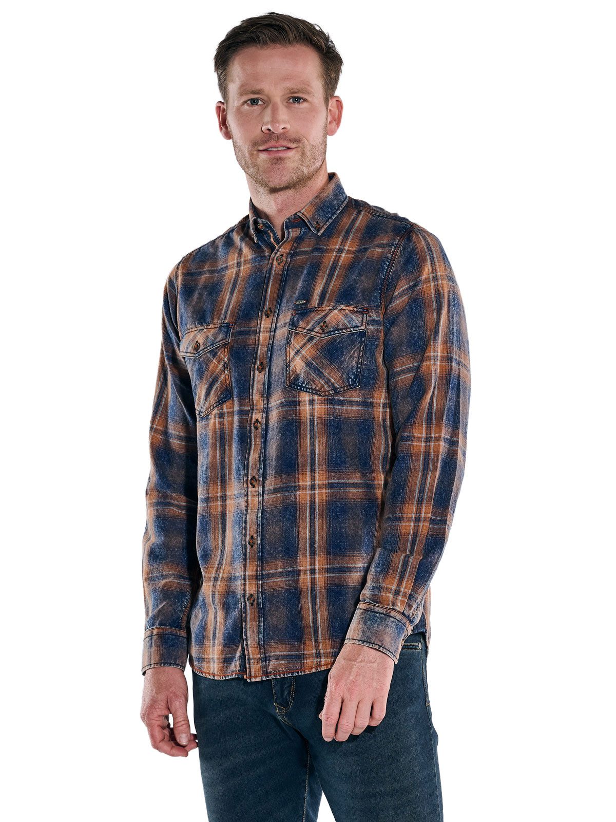 Engbers Langarmhemd engbers Herren Karohemd, Dunkelorange