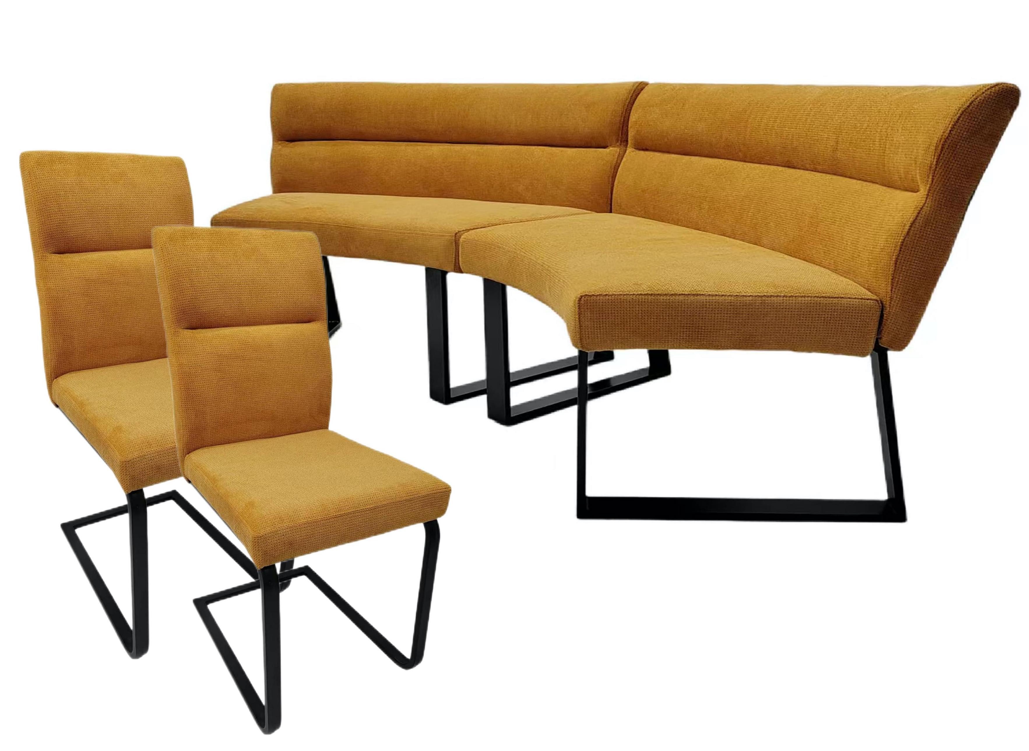 YOZI Essbank Polsterbank Essbank + Freischwinger Esszimmerstuhl Leinenoptik günstig online kaufen