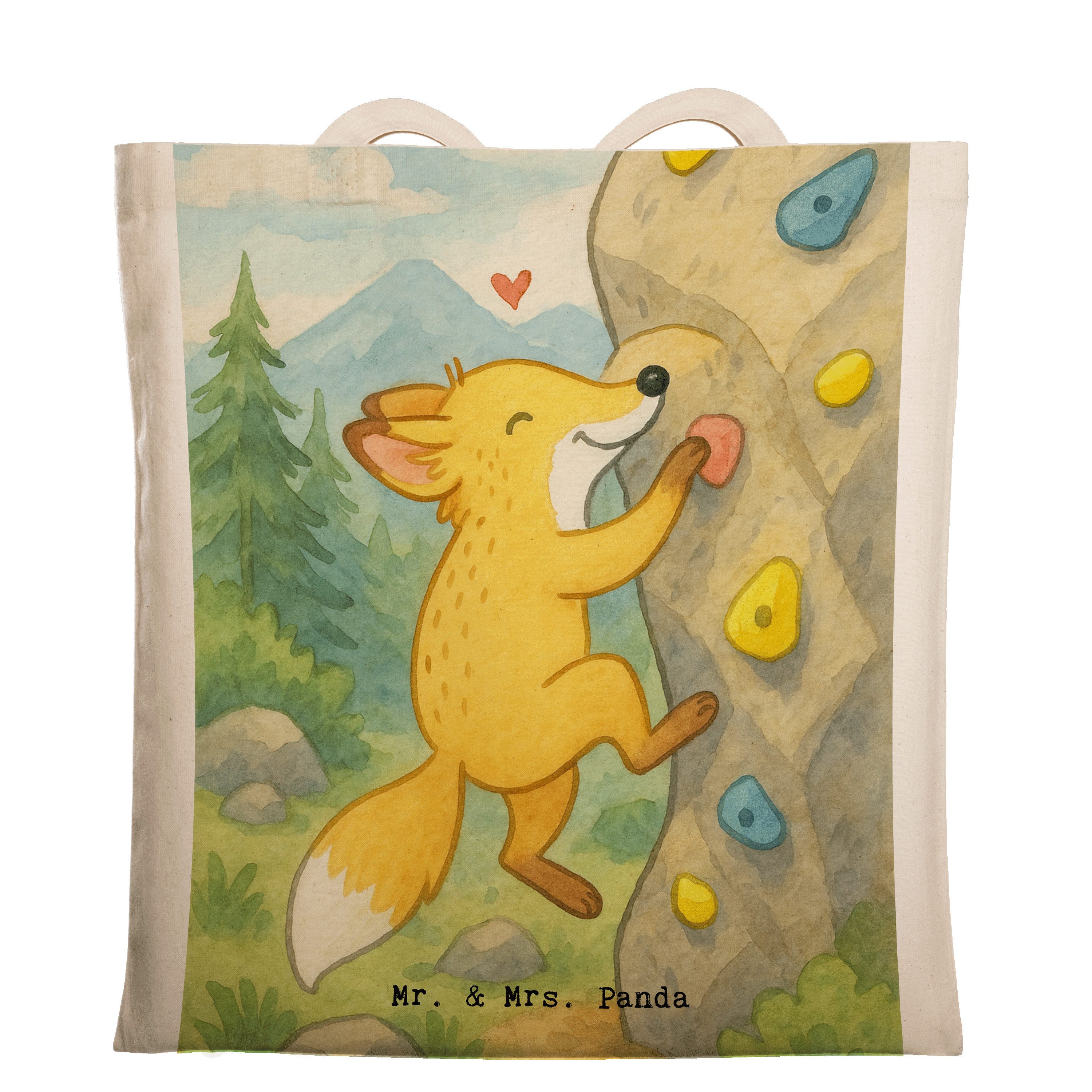 Mr. & Mrs. Panda Tragetasche Fuchs Bouldern Design, Tote Bag, Weiß, dokumententasche, Geschenk, Ta (Packung), Bouldern baumwoll shopper Alltagstasche