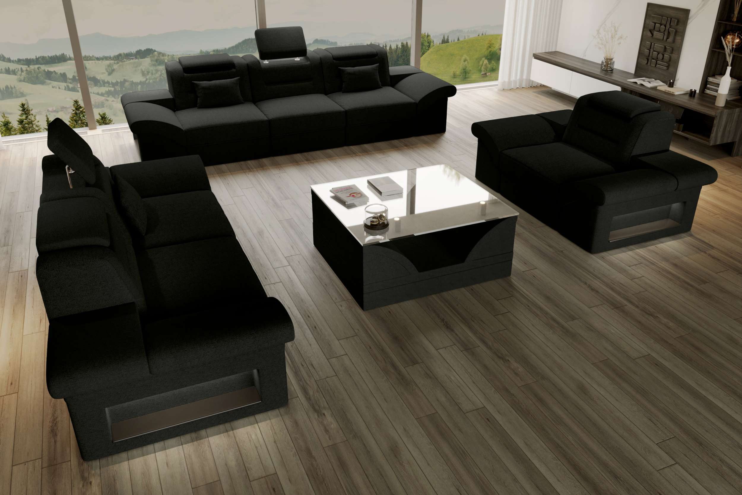 Sofa Dreams Polstergarnitur Polster-Sofagarnitur Monza, 3-Sitzer, 2-Sitzer und Sessel, (Couchgarnitur, Set (3-tlg), bestehend aus 3-Sitzer Sofa, 2-Sitzer Sofa, Sessel, mit Rundumbezug