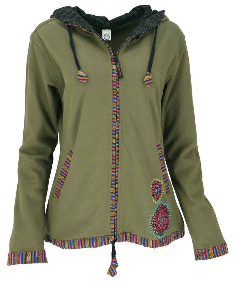 Guru-Shop Langjacke Nepal Ethno Jacke, bestickte Boho Jacke -.. alternative Bekleidung