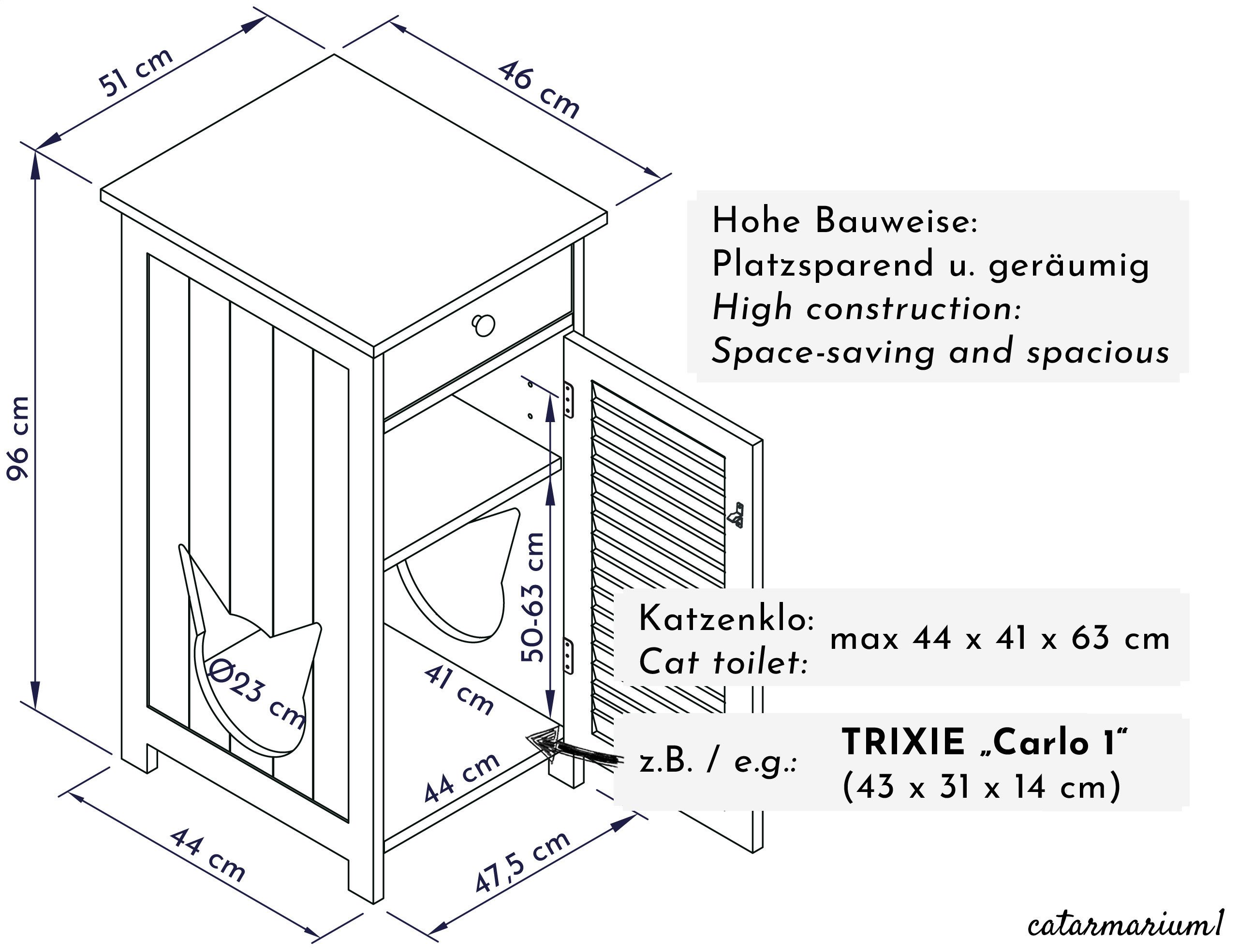 WONDERMAKE Tierhaus Katzenschrank für Katzentoilette Katzenklo-Schrank Katz günstig online kaufen
