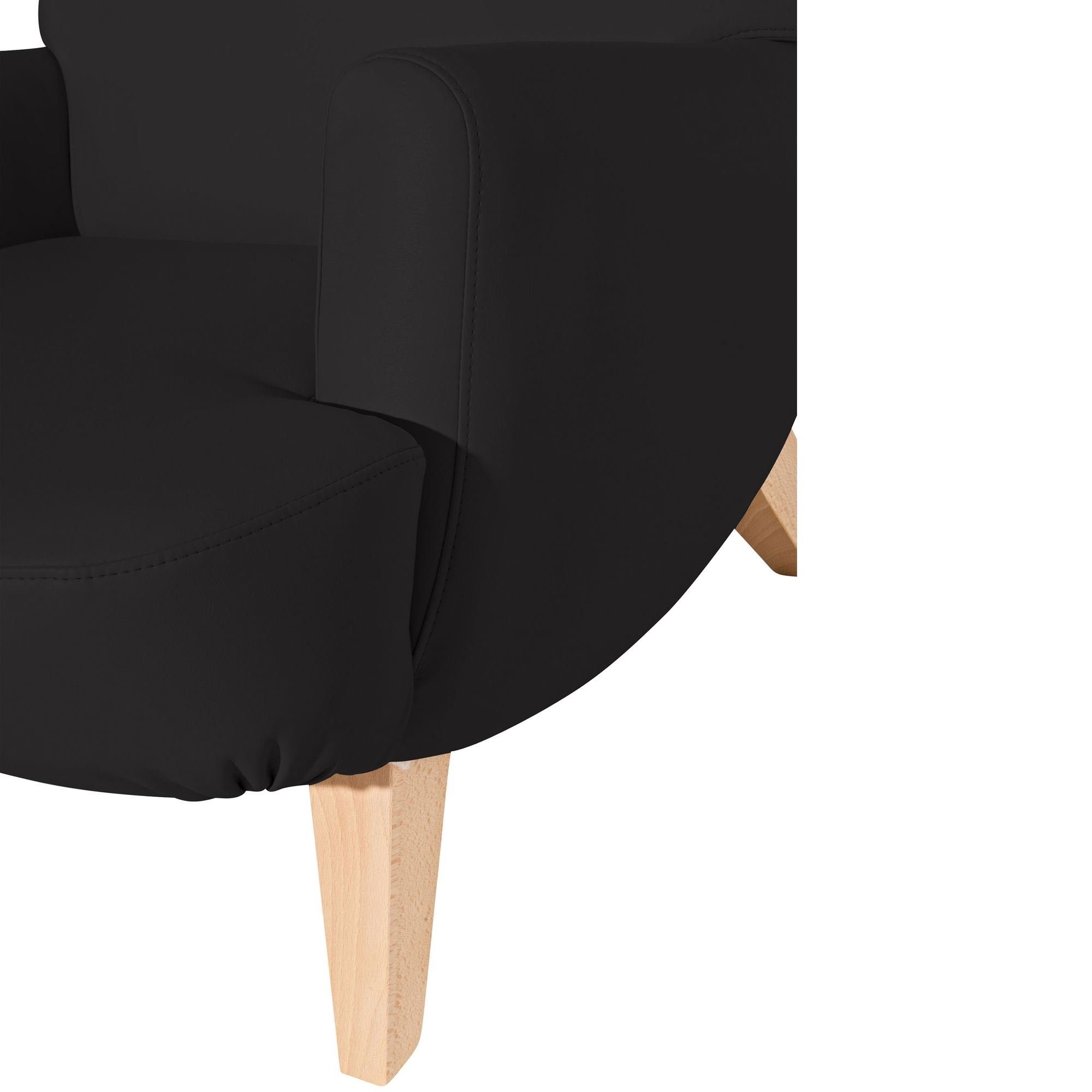 58 aufm Kessel Sessel Kostenlosem Kajsa schwarz Sitz hochwertig / Versand, (Sparpreis 1-St), 21340 natur Kunstleder Buche Sessel inkl. Bezug verarbeitet,bequemer