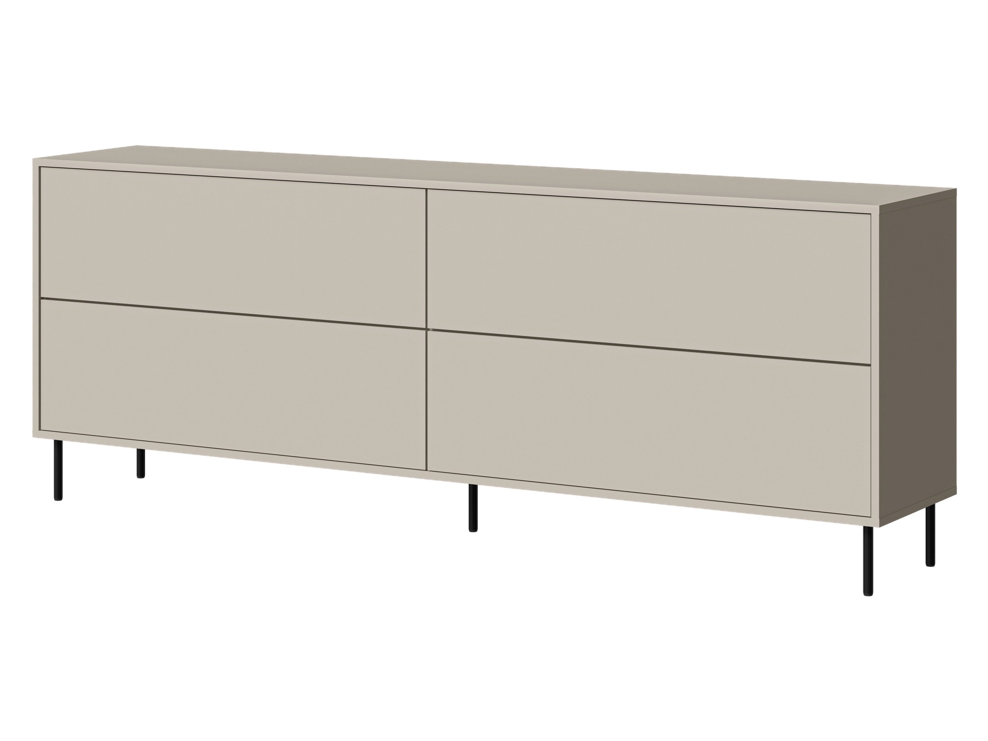 MIRJAN24 Kommode Masha 200 4D (mit vier Klappen), Gasdruckfeder, Schwarze Metallfüße 14 cm