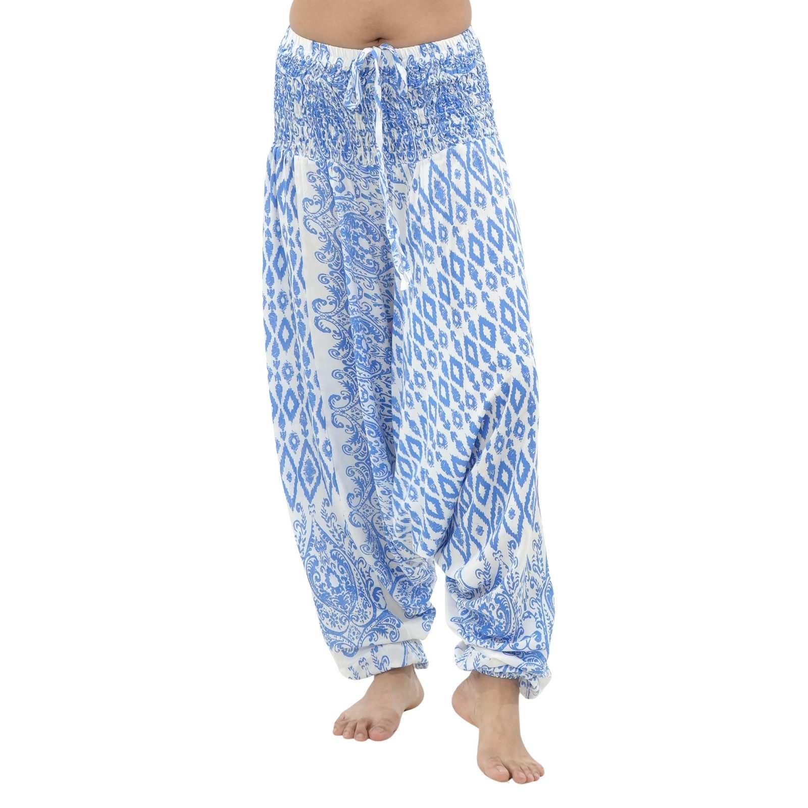 Haremshose Aladinhose aus 100% Viskose weite Sommerhose mit Gummibund Buddha Hose