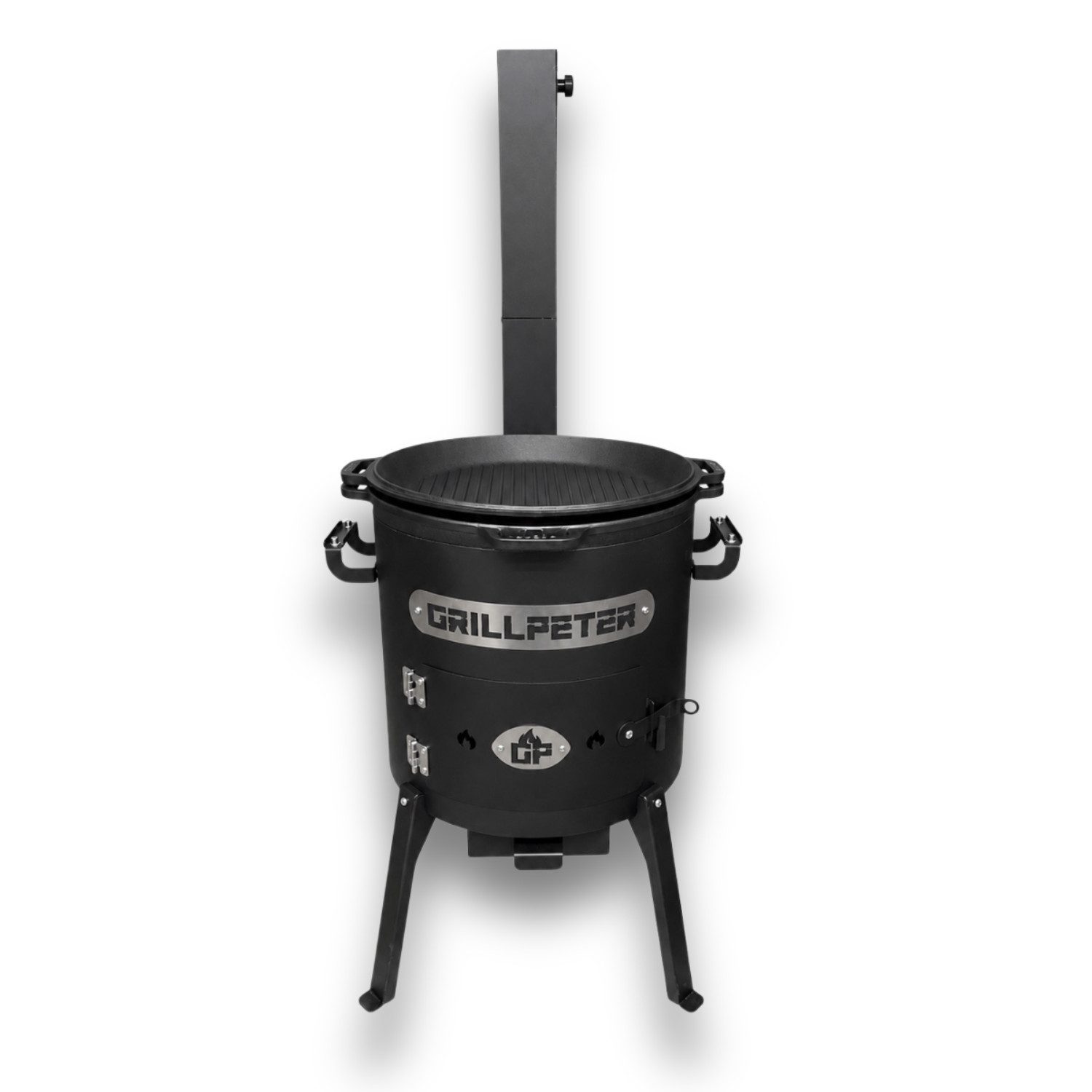Grillpeter Holzkohlegrill Utschak Set Asamat mit Kazan 15 Liter Gusseisen mit Grilldeckel