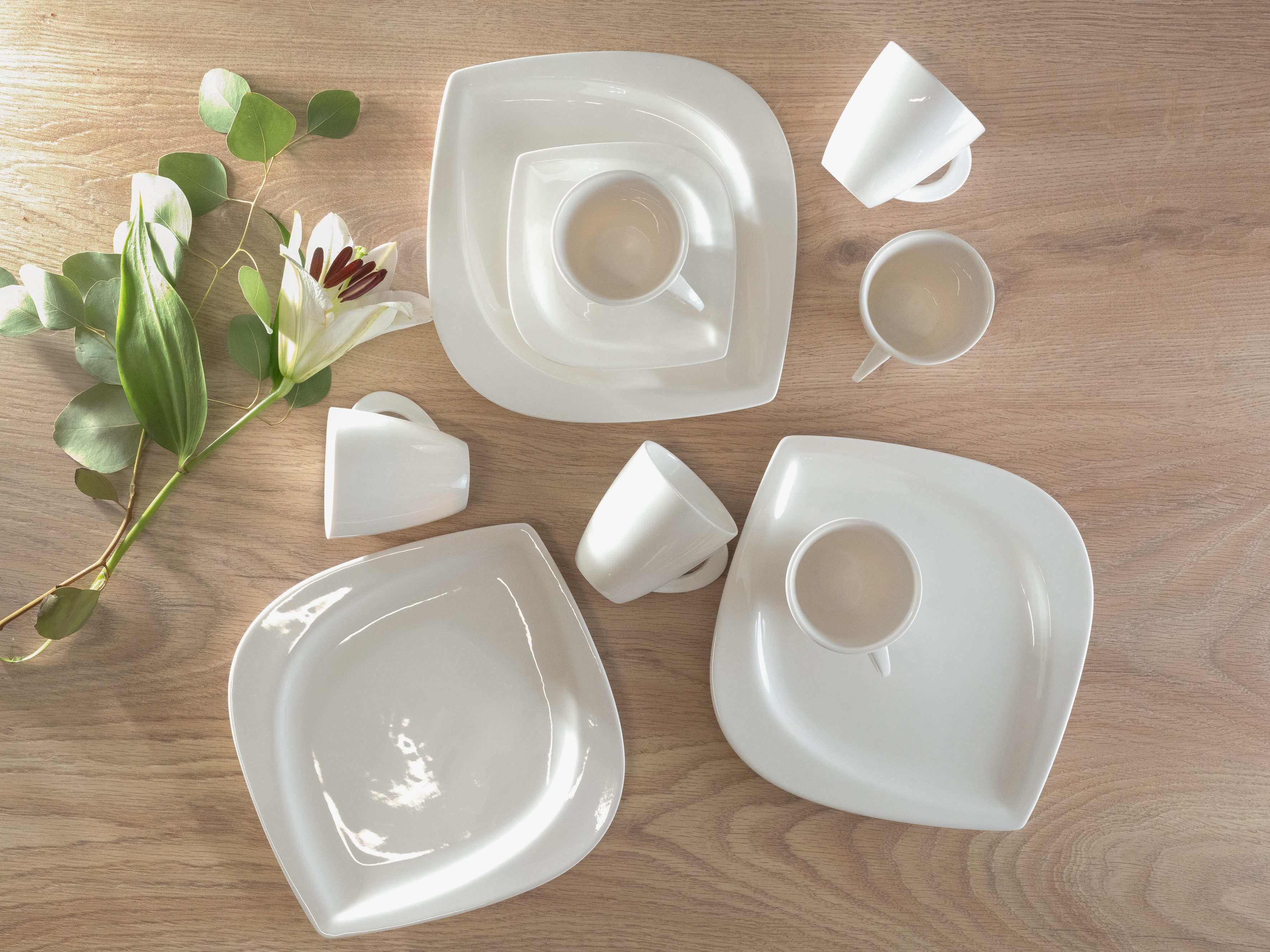 CreaTable Kaffeeservice Melbourne (18-tlg), 6 Personen, Porzellan, extravagante Form