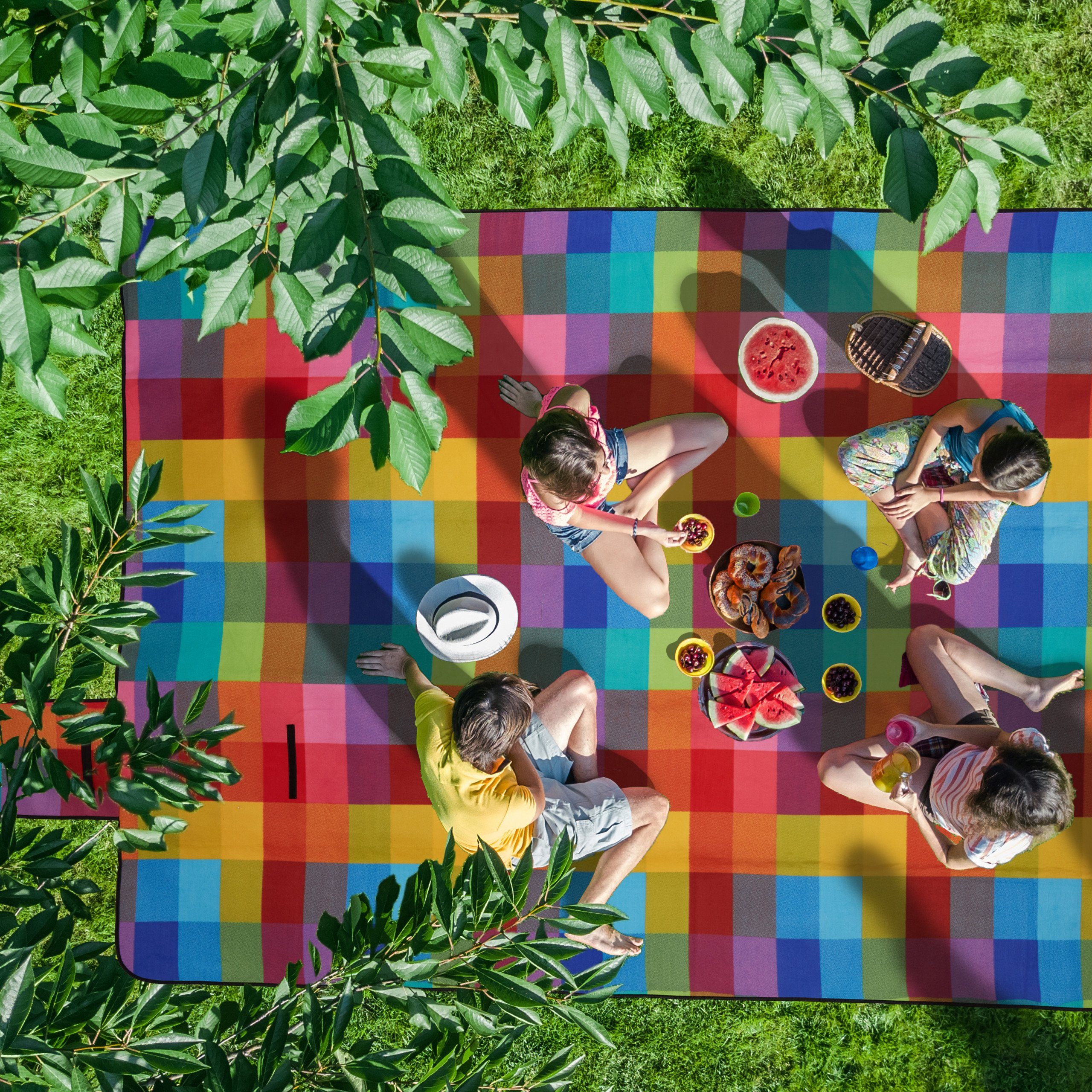 Picknickdecke XXL Picknickdecke 200x300 cm kariert, relaxdays