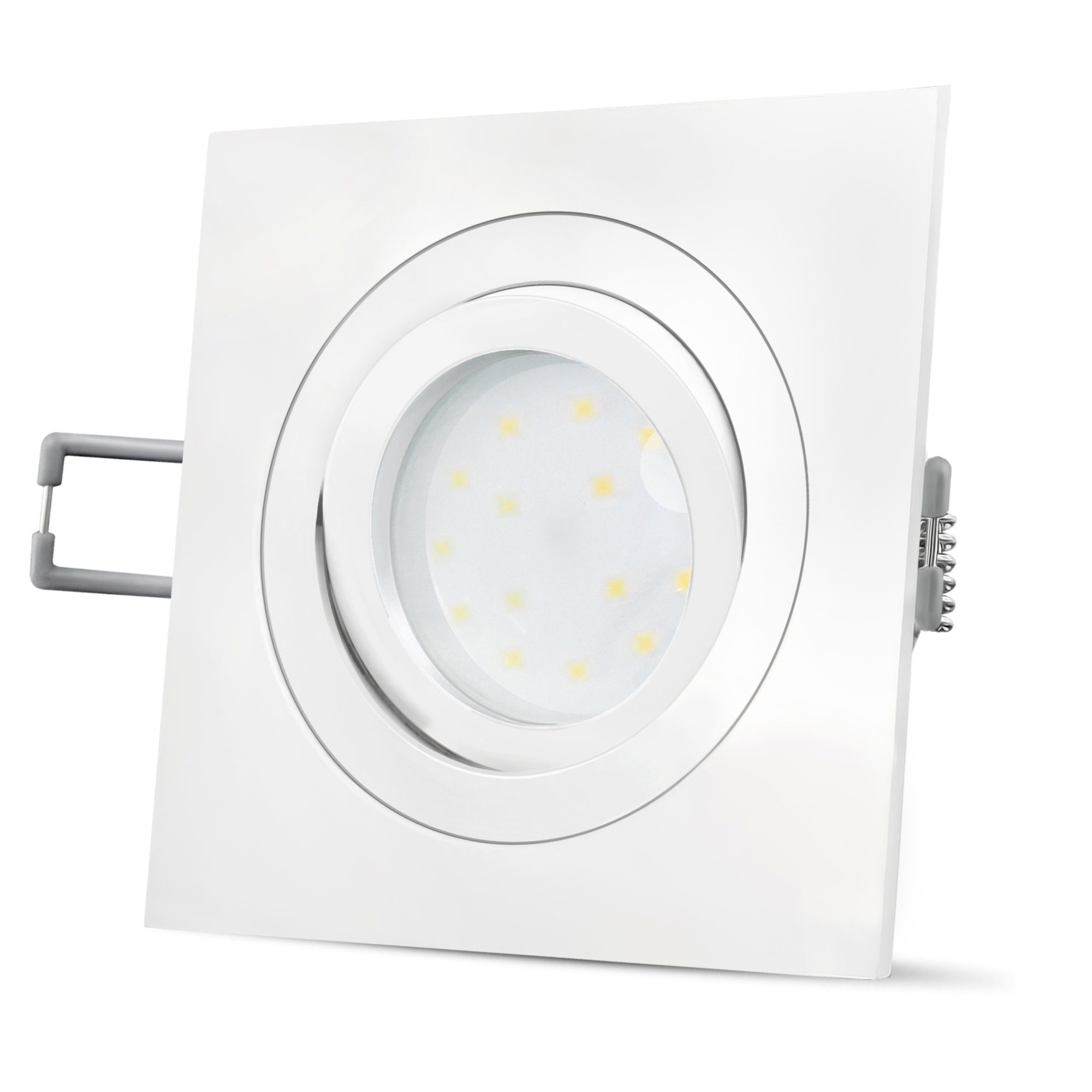 SSC-LUXon LED Einbaustrahler QF-2 LED Einbauleuchte flach schwenkbar in weiss mit LED Modul 4W, Neutralweiß