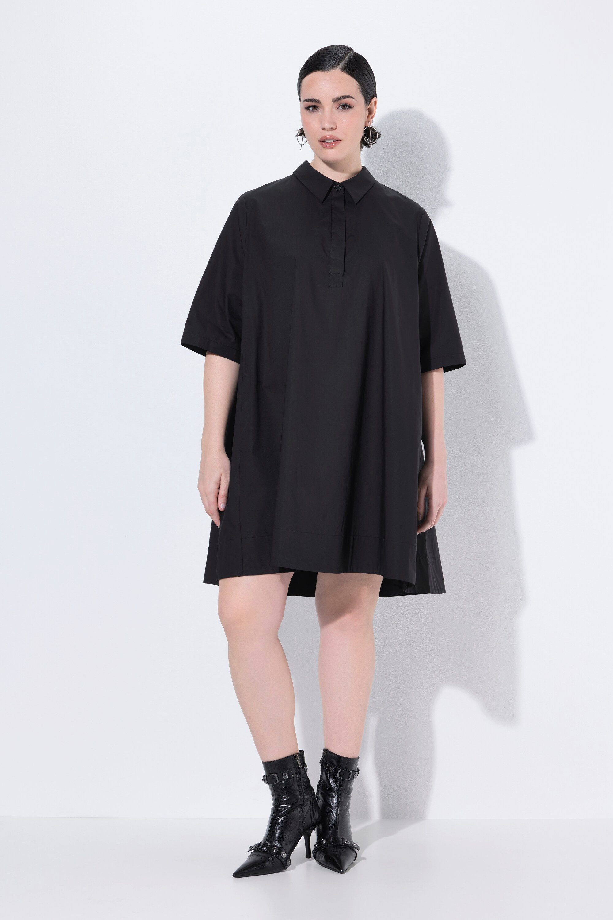 Ulla Popken Minikleid Tunikakleid Papertouch A-Linie Halbarm