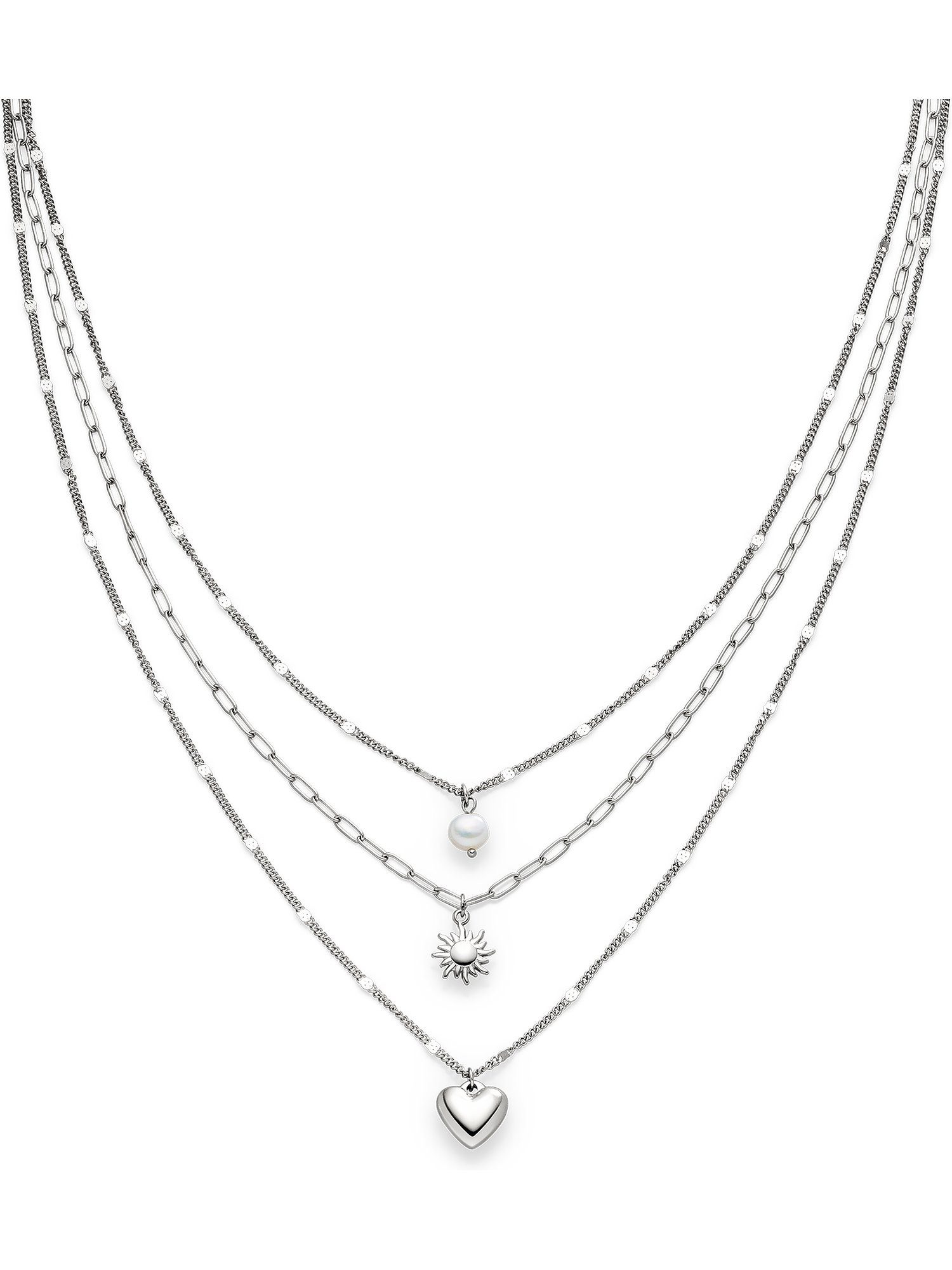 s.Oliver Silberkette S.Oliver Damen-Kette Edelstahl Herz