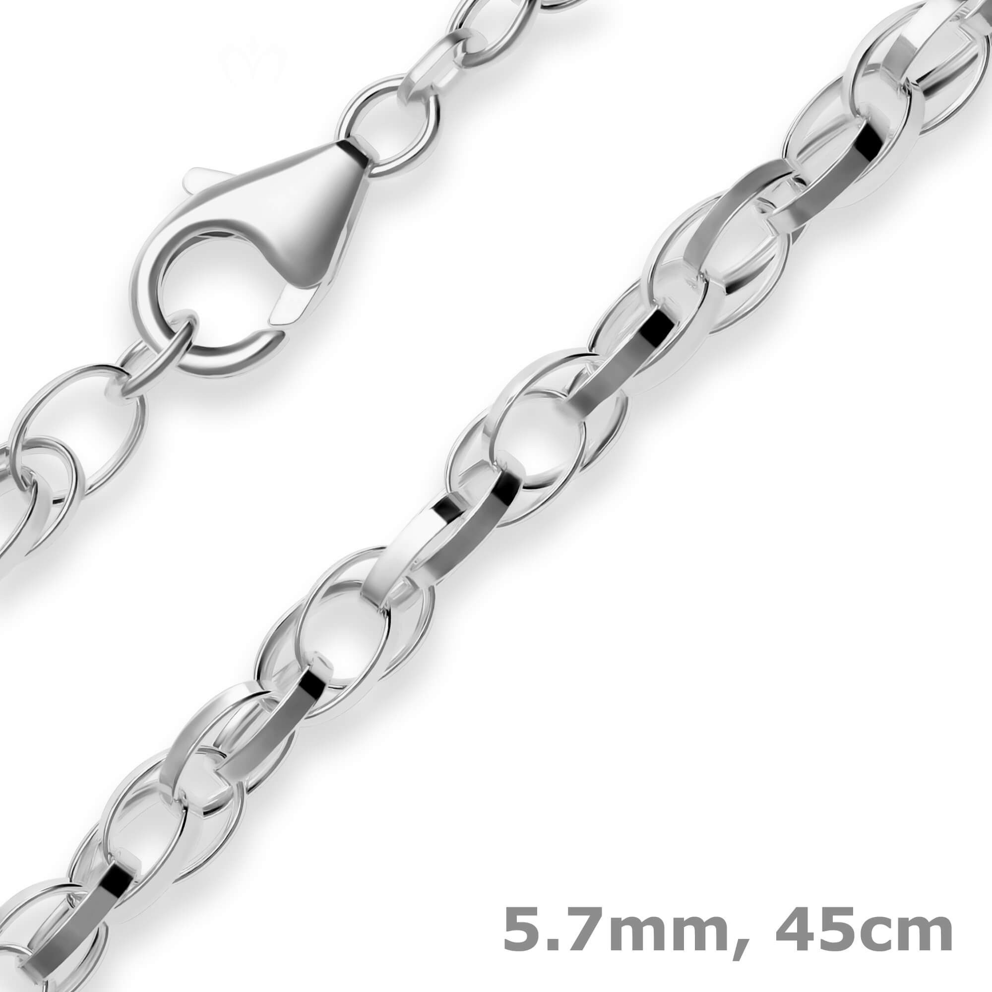Silberkette 5,7mm Doppelankerkette aus 925 Silber rhodiniert 45cm