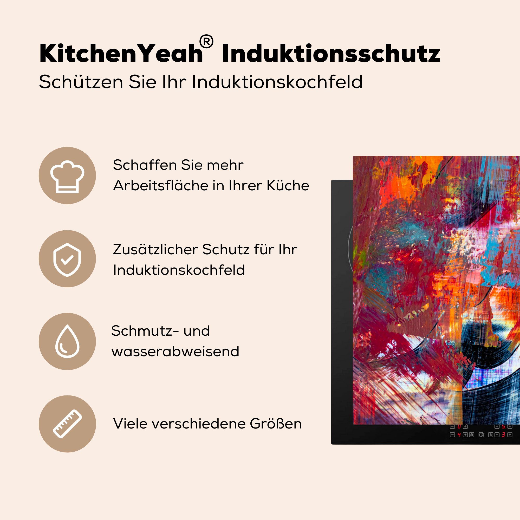 Induktionskochfeld Vinyl, küche, Ein Ölgemälde, die abstraktes 81x52 (1 Ceranfeldabdeckung tlg), Herdblende-/Abdeckplatte MuchoWow Schutz cm, für