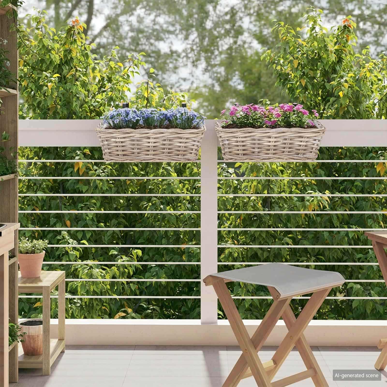vidaXL Aufbewahrungskorb Hängender Blumentopf Korb 2 Stk. Natürliches Grau Kubu Rattan (2 St)
