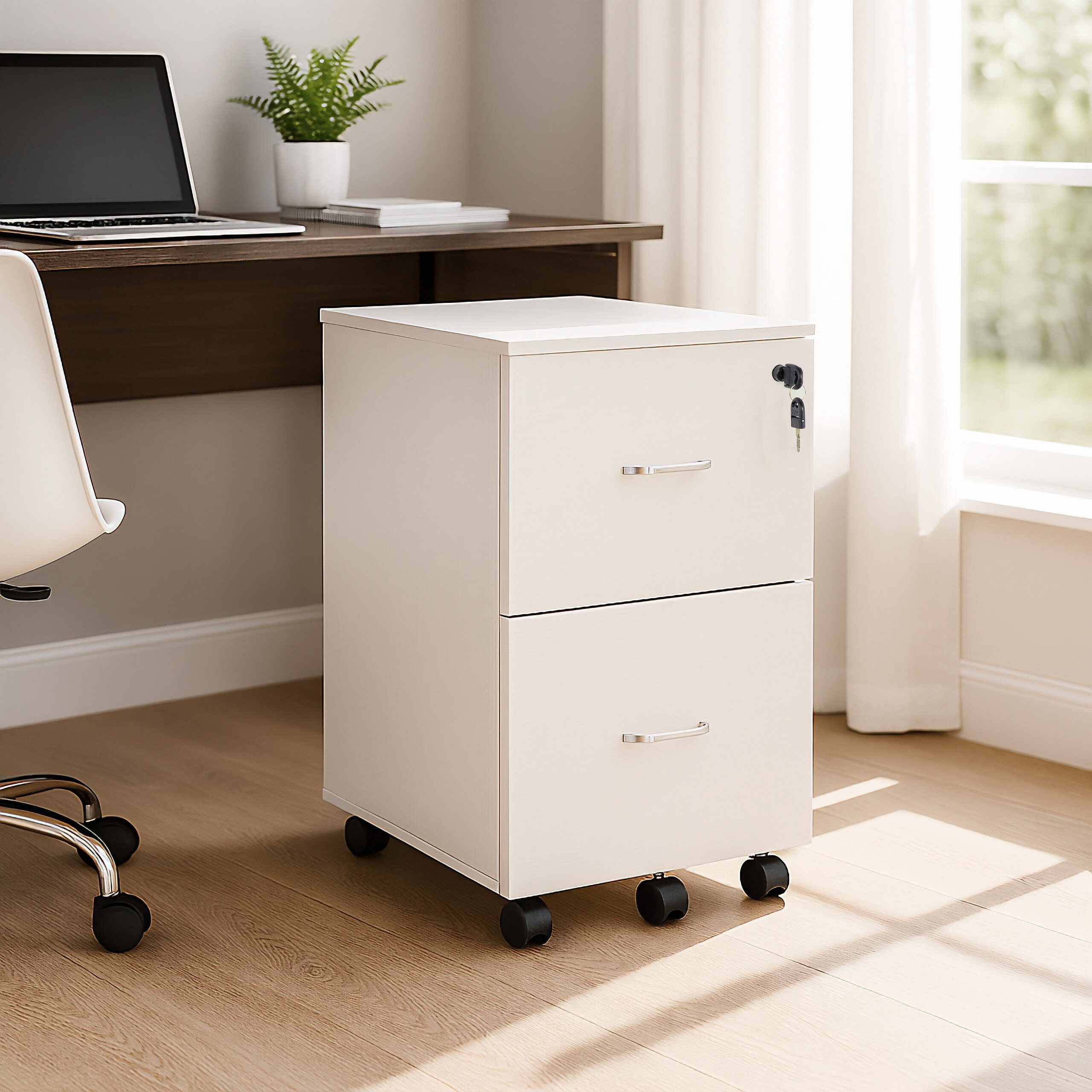 relaxdays Rollcontainer mit Hängeregist, Weiß günstig online kaufen