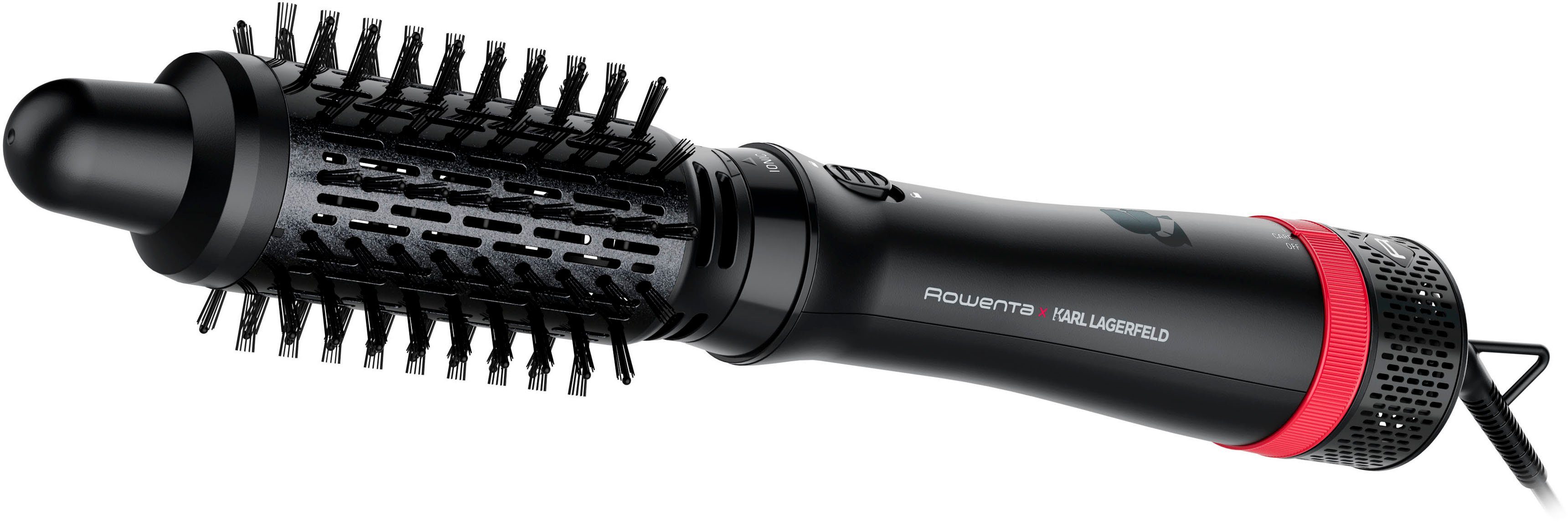 Rowenta Express Warmluftbürste Rowenta Luftstrom 5in1 Stylingbürste, Style Karl Lagerfeld Keratin Warmluftbürste, CF635L konstanter & x Glow-Beschichtung,