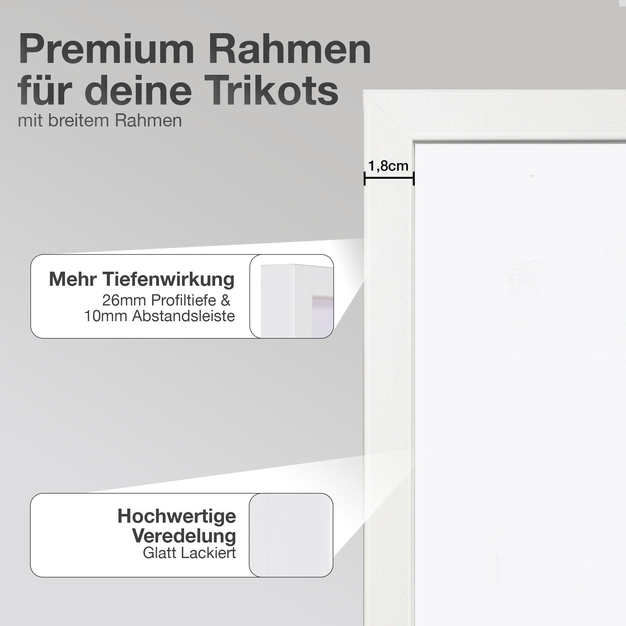 K-Möbel Bilderrahmen Trikot Rahmen, Echtholz Rahmen, Made in Germany
