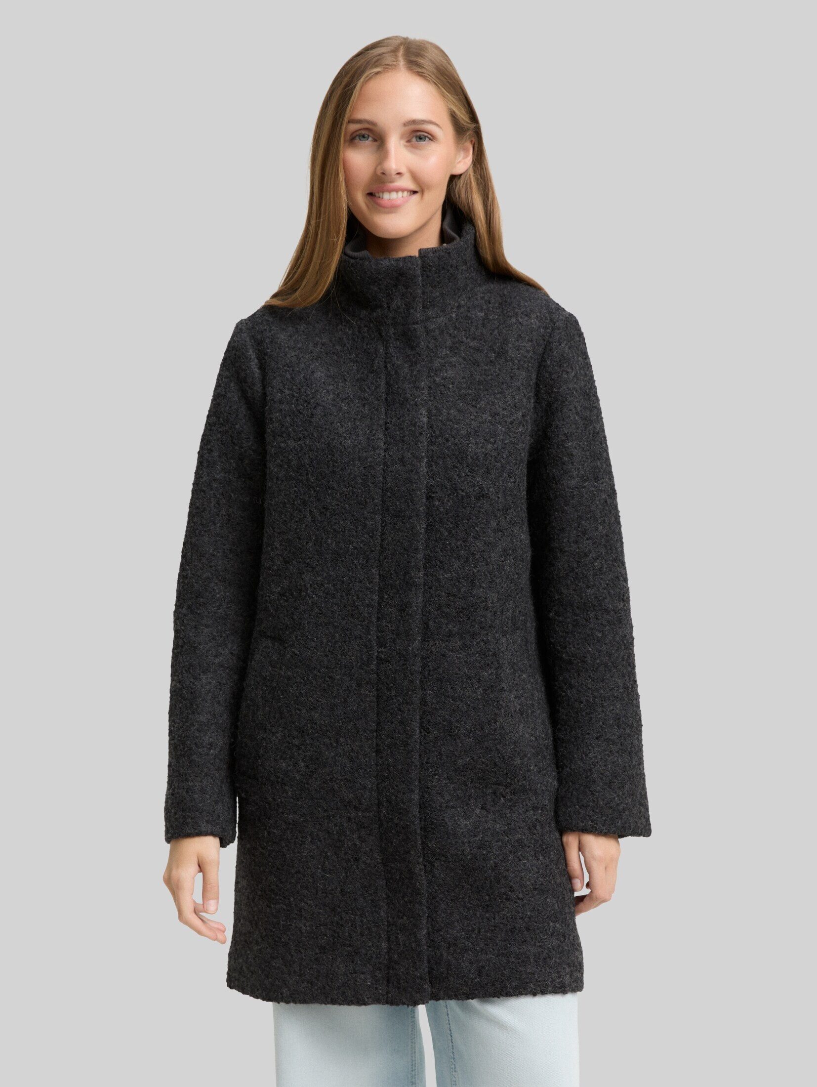 TOM TAILOR Denim Kurzmantel Jacken Bouclé Wollmantel mit Stehkragen