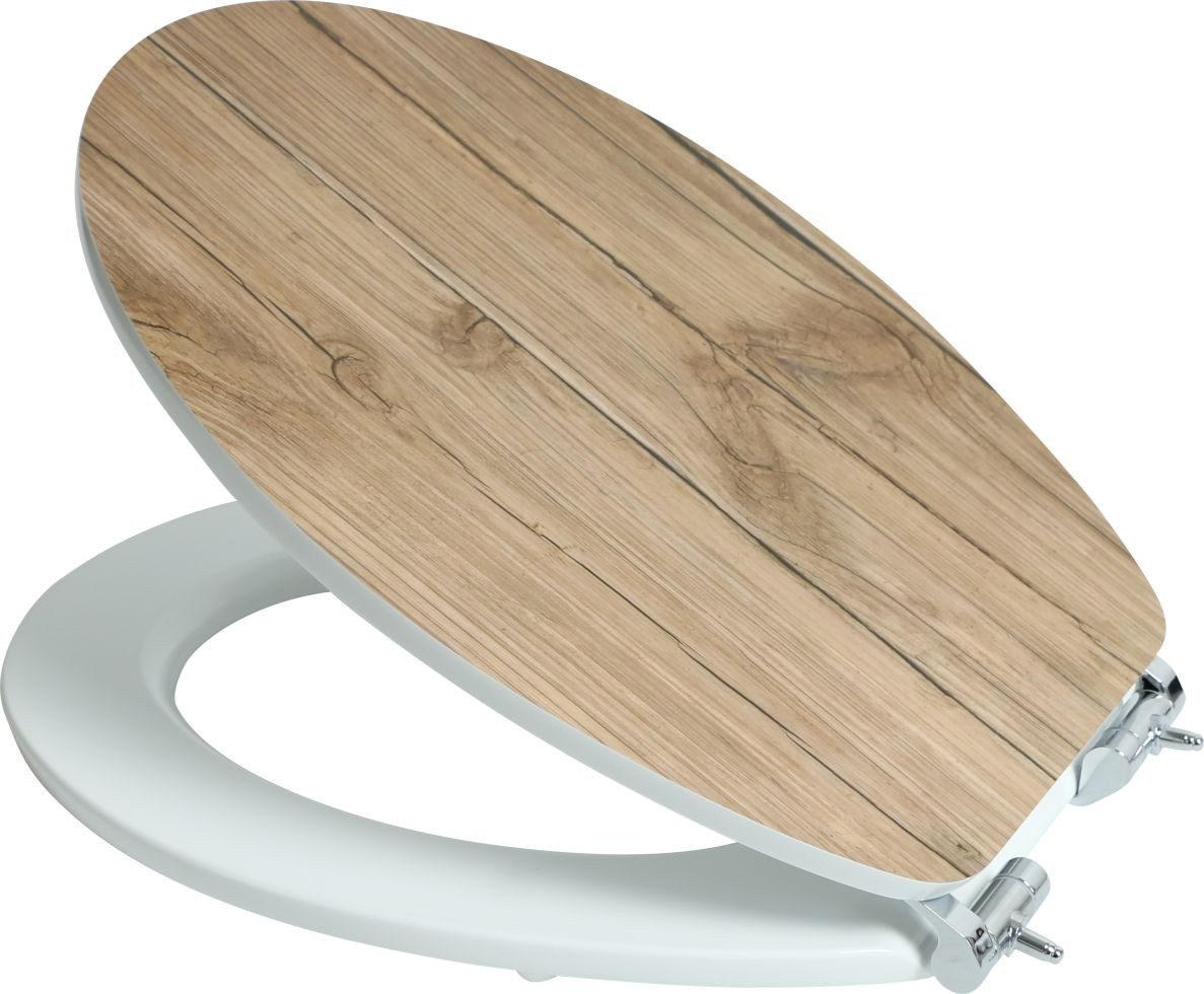 Primaster WC-Sitz Primaster WC-Sitz mit Absenkautomatik Woody weiß, Abnehmbar Absenkautomatik Metallscharniere
