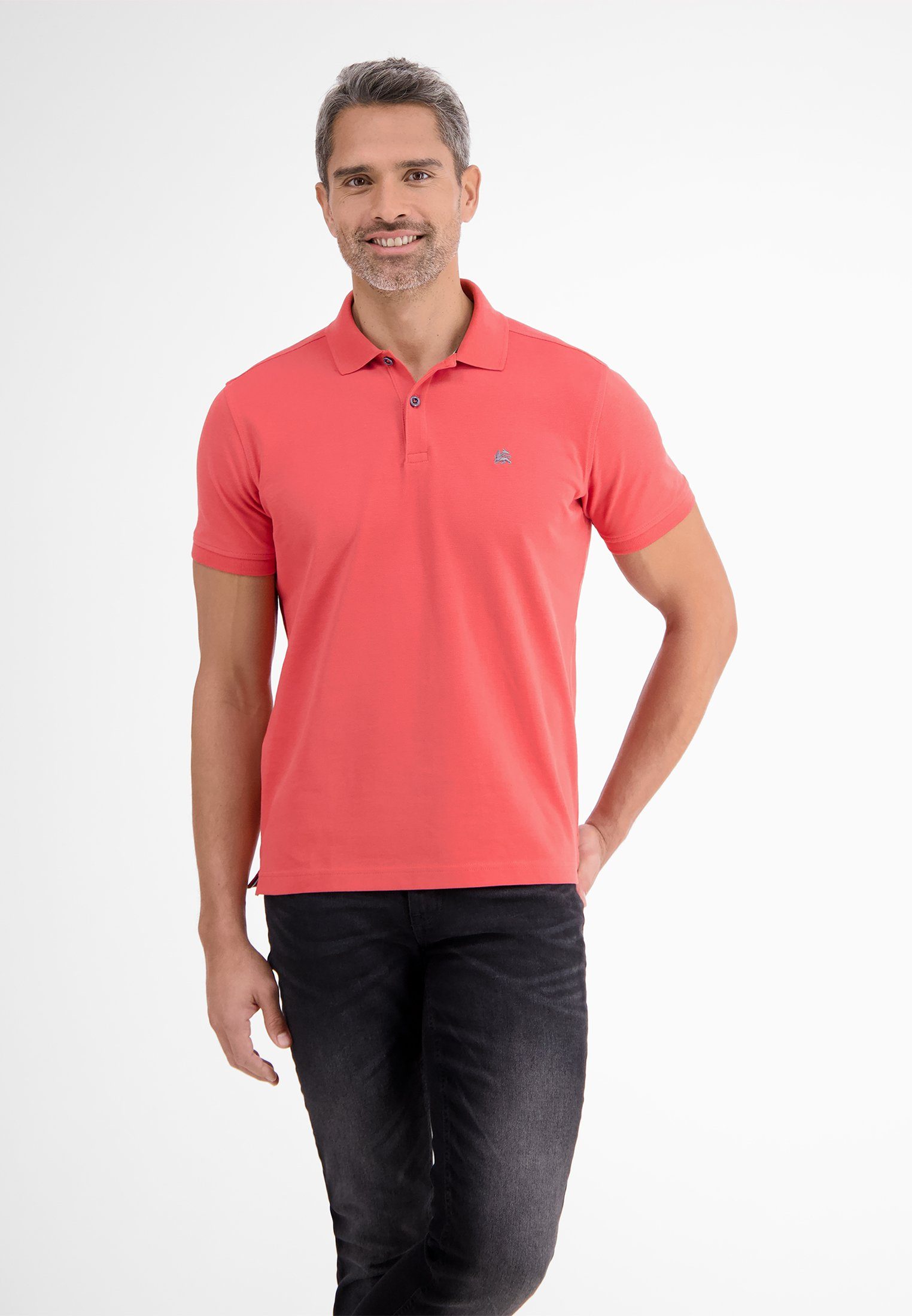 T-Shirt LERROS unifarben Piqué-Poloshirt, LERROS RED HIBISCUS