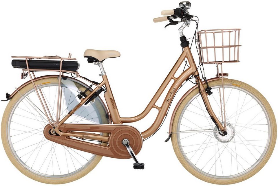 FISCHER Fahrrad E-Bike »CITA RETRO 2.2 522«, 7 Gang, Nabenschaltung, Frontmotor, (mit Akku-Ladegerät, mit Beleuchtungsset, mit Fahrradschloss, mit…